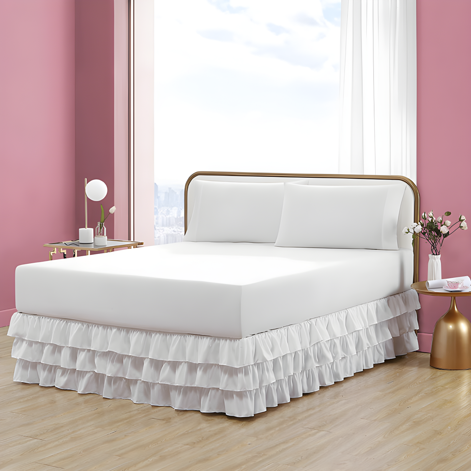 Betsey Johnson Solid White Ruffled Bed Skirt