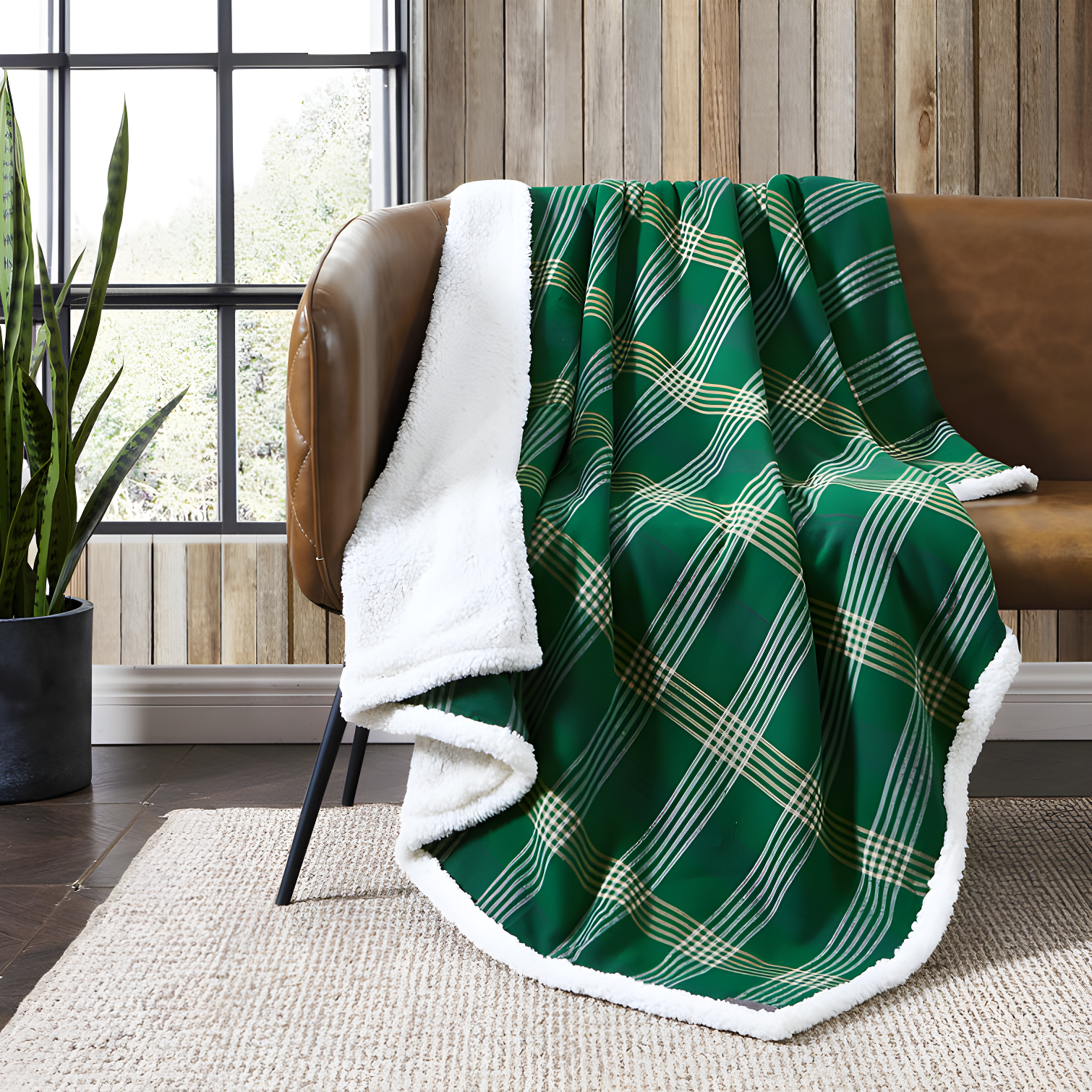 Eddie Bauer Printed Flannel/Sherpa Throw Blankets