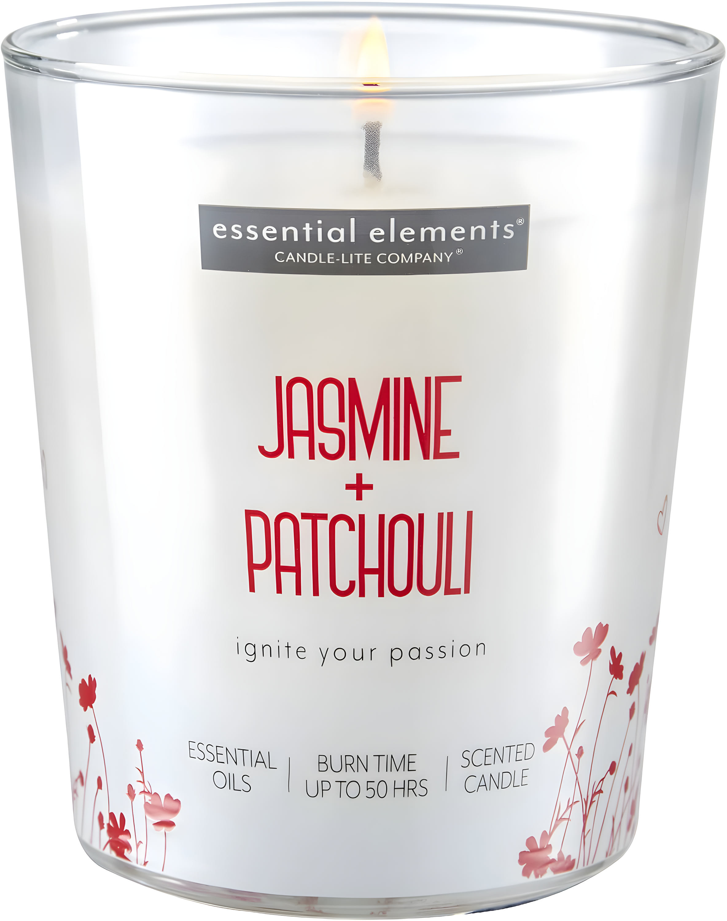 Candle Lite 251058 9 oz Jasmine & Patchouli Jar Candle with Gray Wood Lid