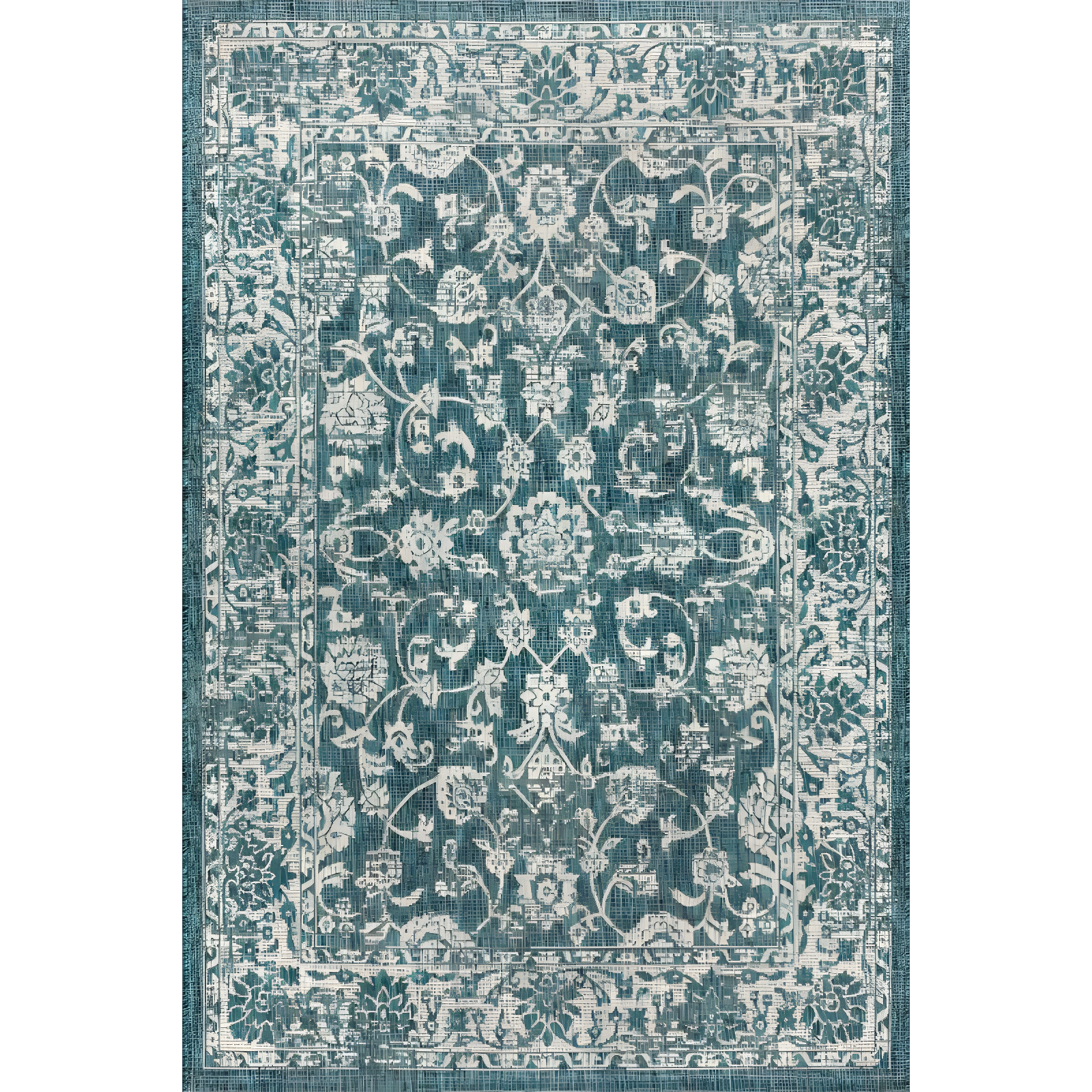4'x6' Tela Bohemian Textured Weave Floral Indoor/Outdoor Area Rug, Teal/Gray - JONATHAN Y