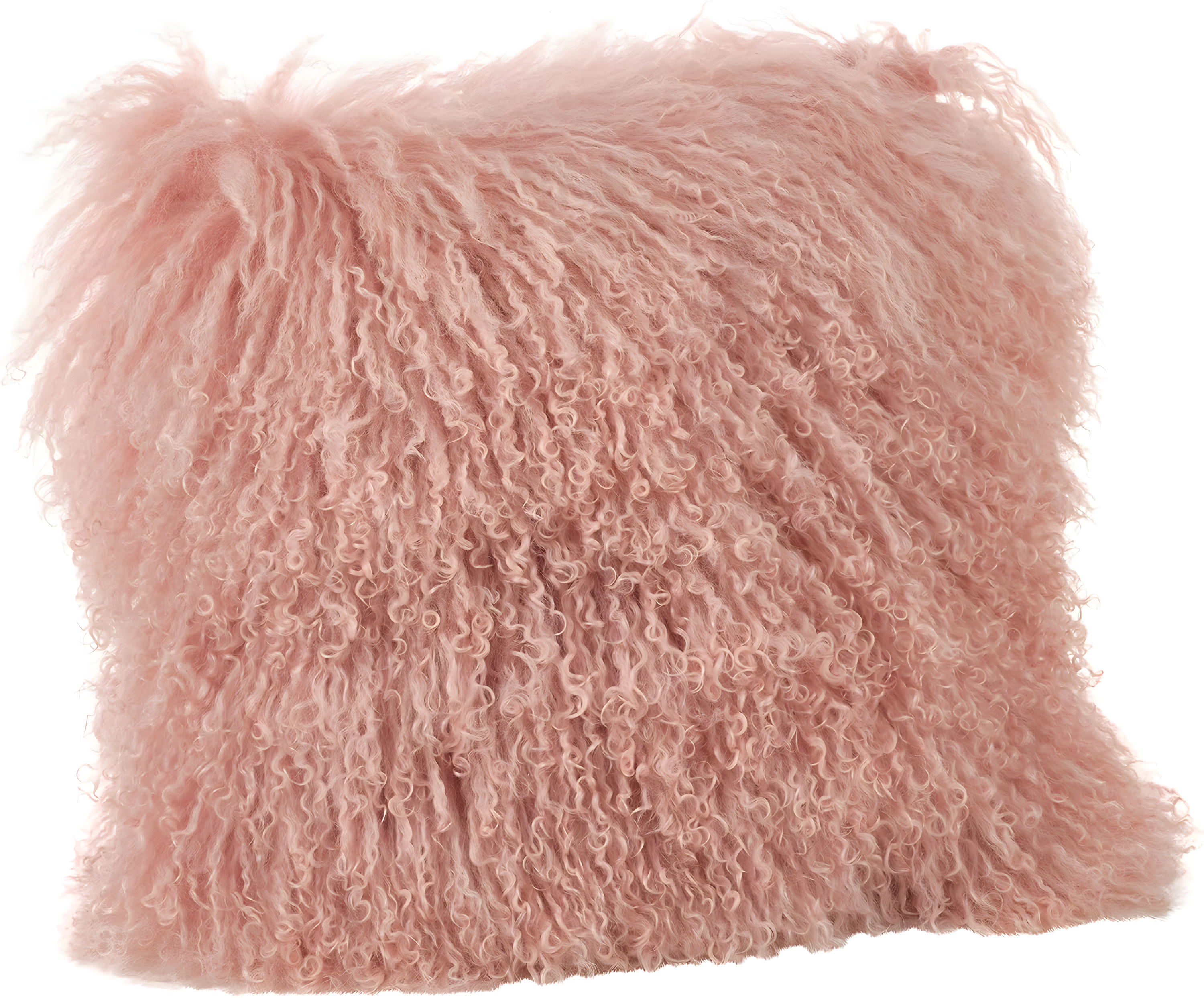 Medium Blush Wool Mongolian Lamb Fur Decorative Pillow