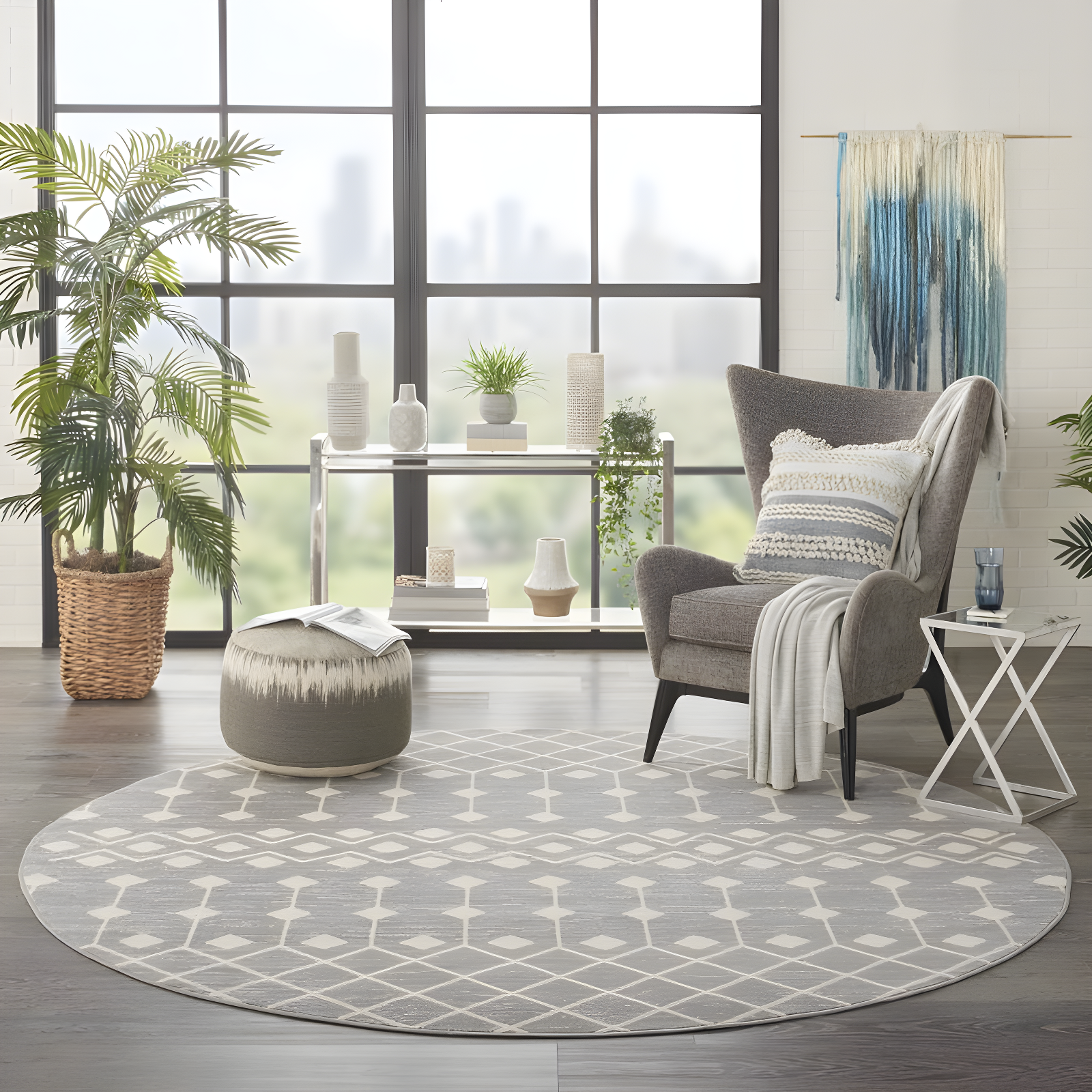 Nourison Grafix GRF37 Indoor Area Rug Grey 8' x ROUND