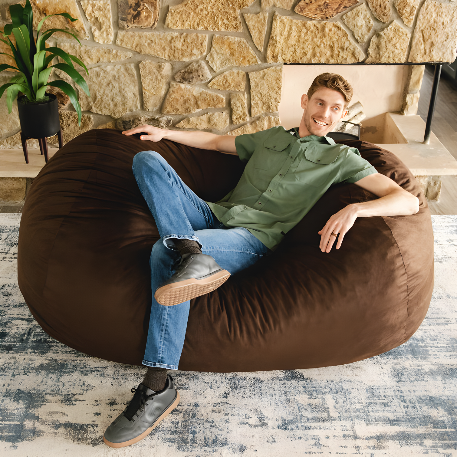 Big Joe Extra Large Memory Foam Bean Bag Sofa with Soft Removable Cover