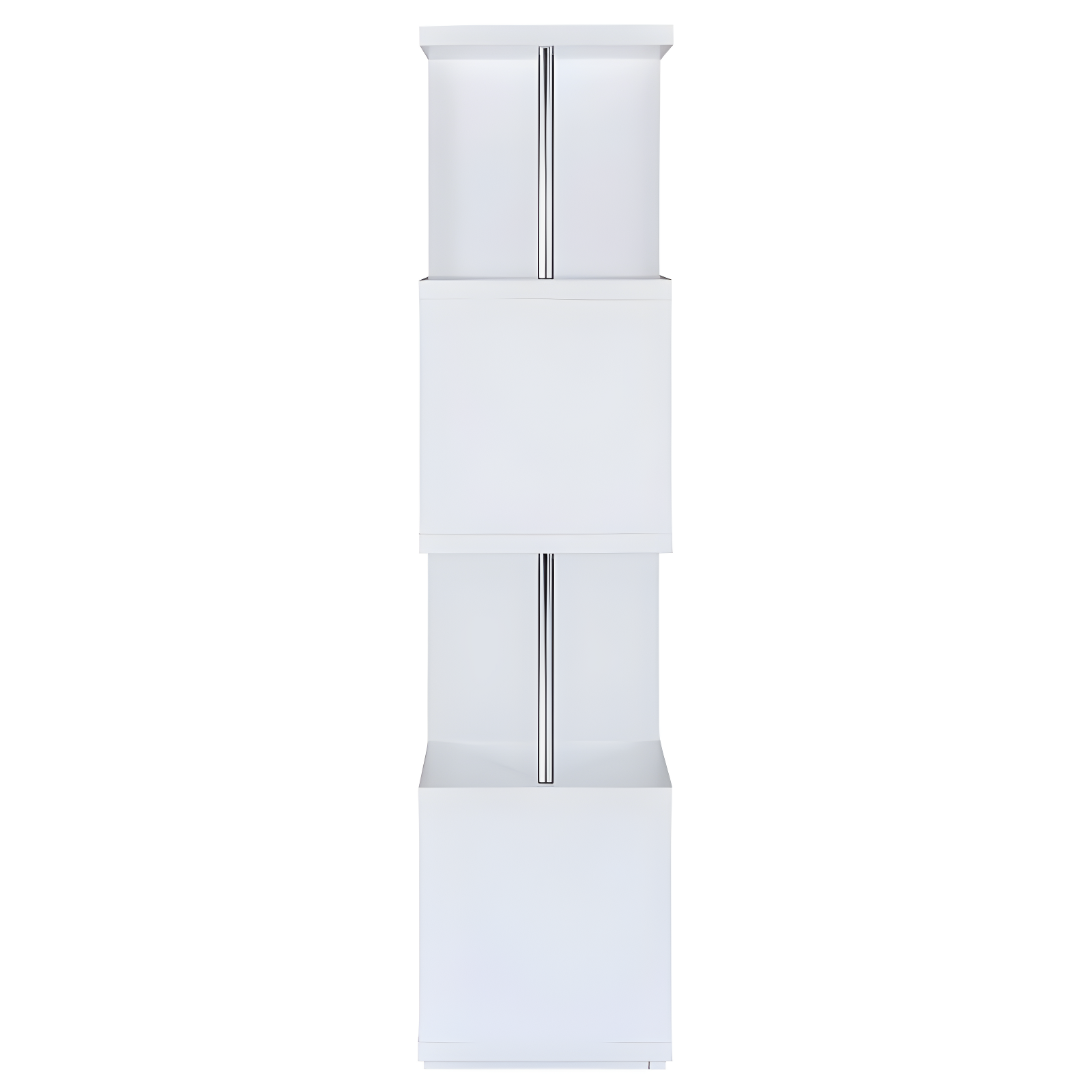 66.5" Baxter 4 Shelf Zig Zag Bookcase with Chrome Details White - Coaster: Modern Laminated Storage Display
