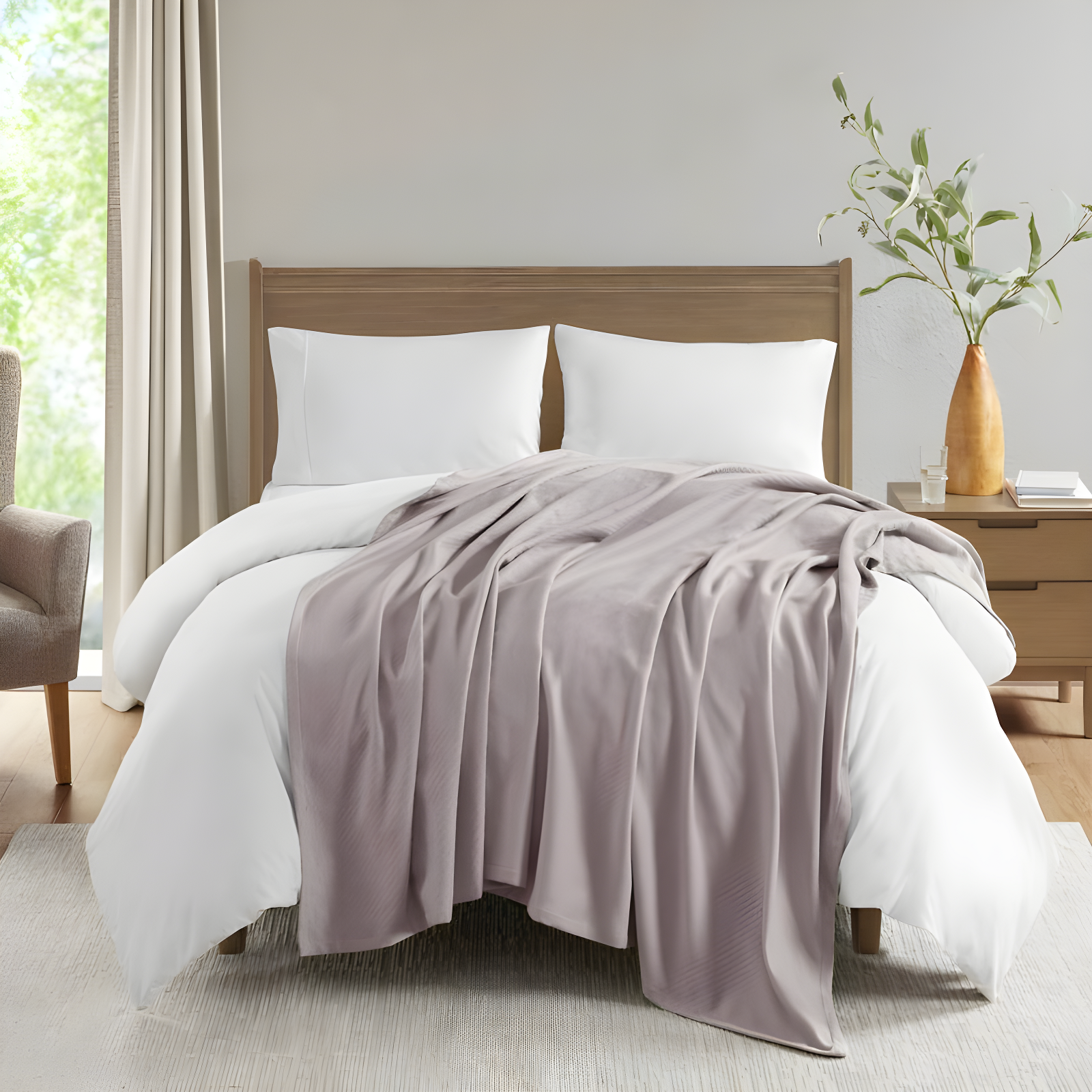 Bed Blanket Liquid Cotton Twin Gray
