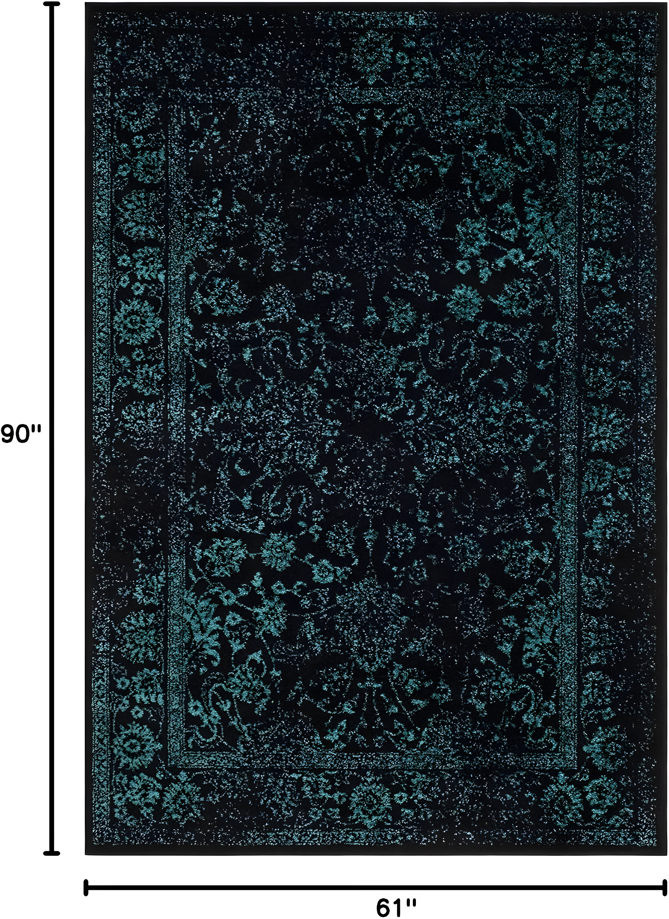 SAFAVIEH Adirondack Wyatt Traditional Area Rug, Black/Teal, 5'1" x 7'6"