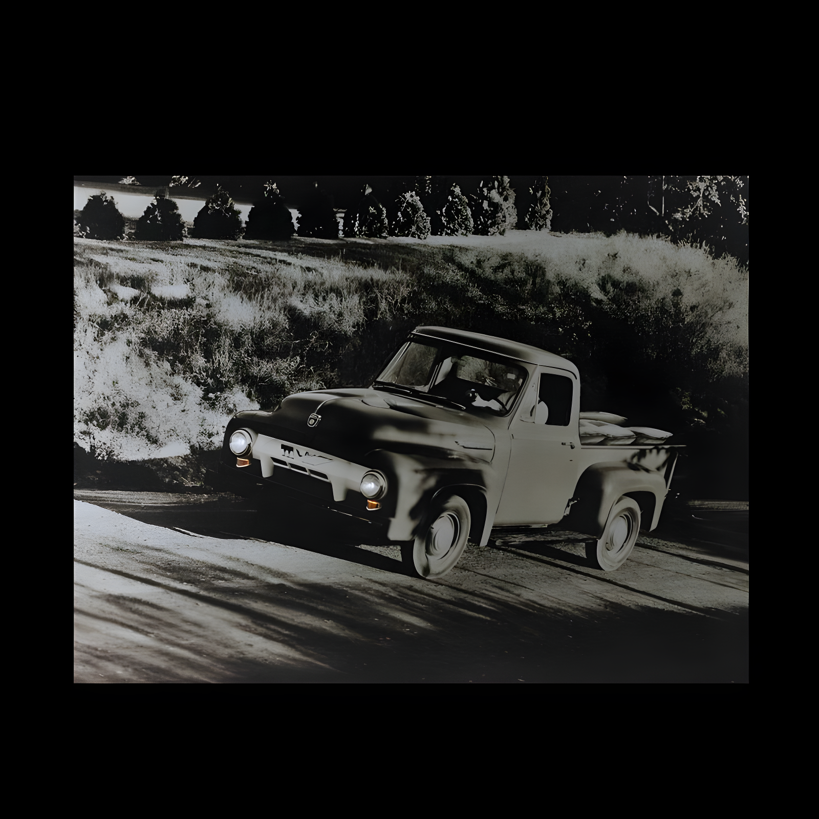 LED Lighted Older Model Ford Truck Canvas Wall Art 12" x 15.75"