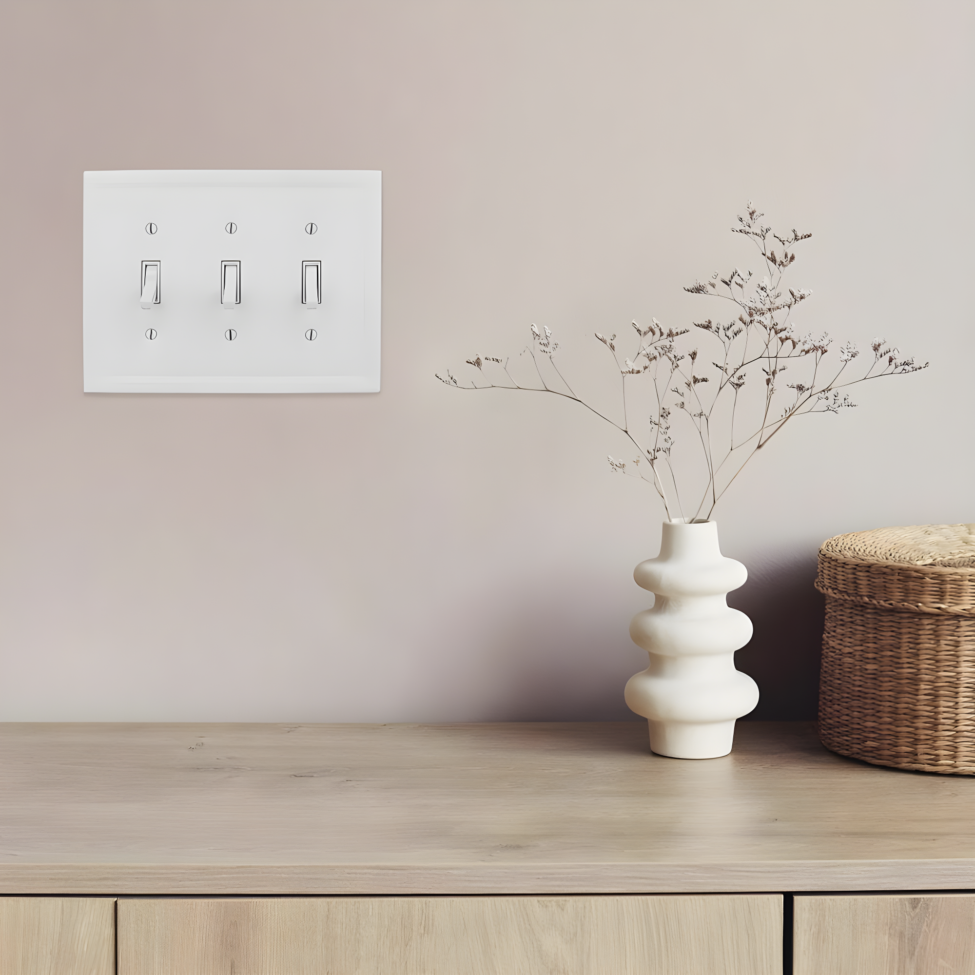 3-Gang - Bright White Toggle Stone Wall Plate (1 Pack)