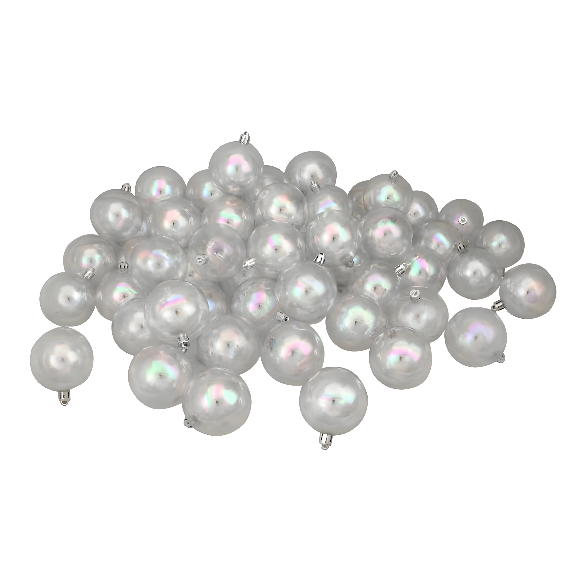 Northlight 60ct Shatterproof Iridescent Shiny Christmas Ball Ornament Set 2.5" - Clear