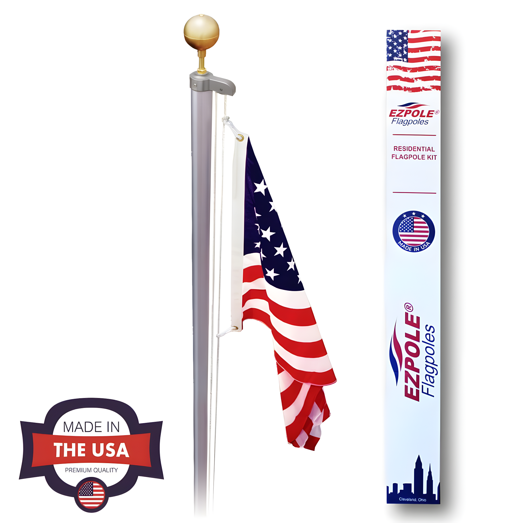 EZ-Pole EZC21 21 ft. Classic Sectional Flagpole Kit with Rope