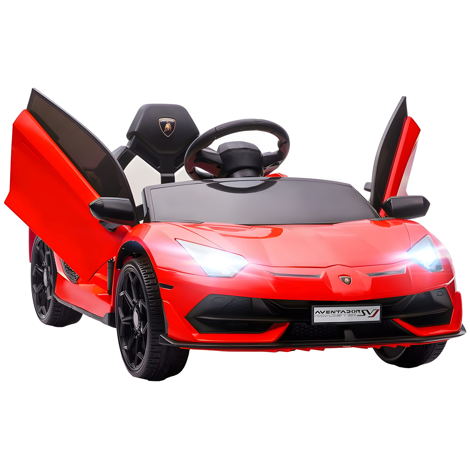 Aosom Lamborghini Aventador 12V Licensed Kids Ride on Car with Scissor Doors, Easy Transport, Remote, Suspension System, Horn, Music, Lights, Red