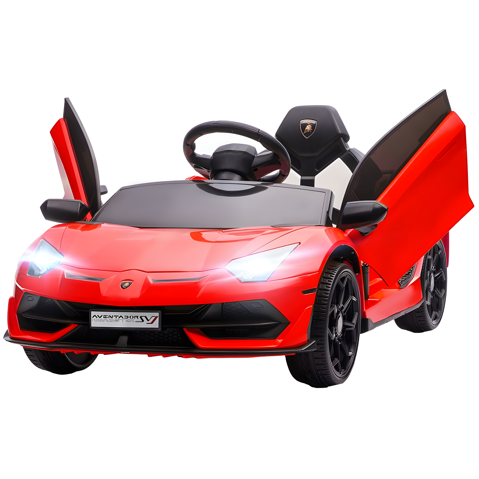 Aosom Lamborghini Aventador 12V Licensed Kids Ride on Car with Scissor Doors, Easy Transport, Remote, Suspension System, Horn, Music, Lights, Red