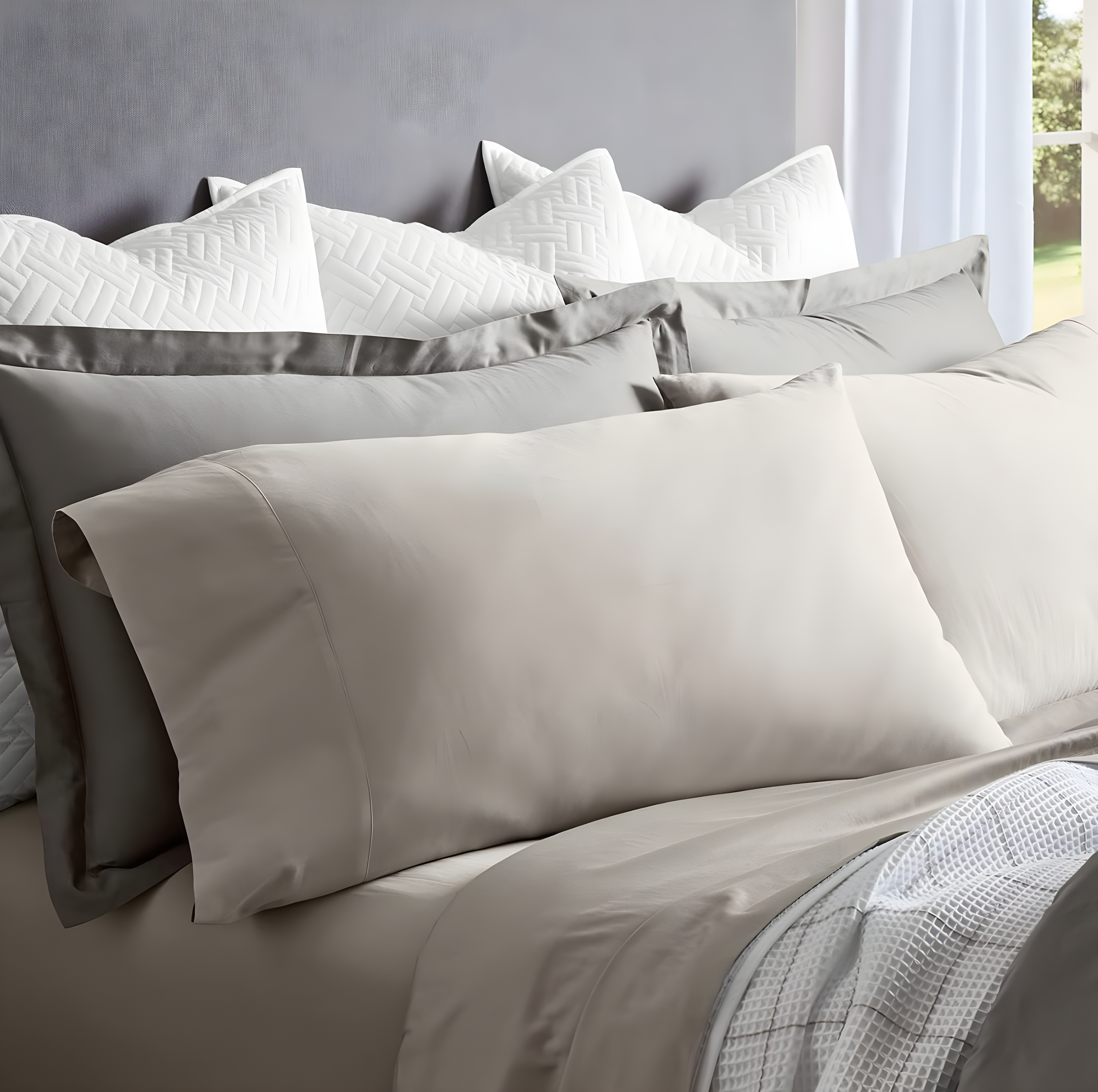 Twin Pewter Organic Cotton Percale Sheet Set