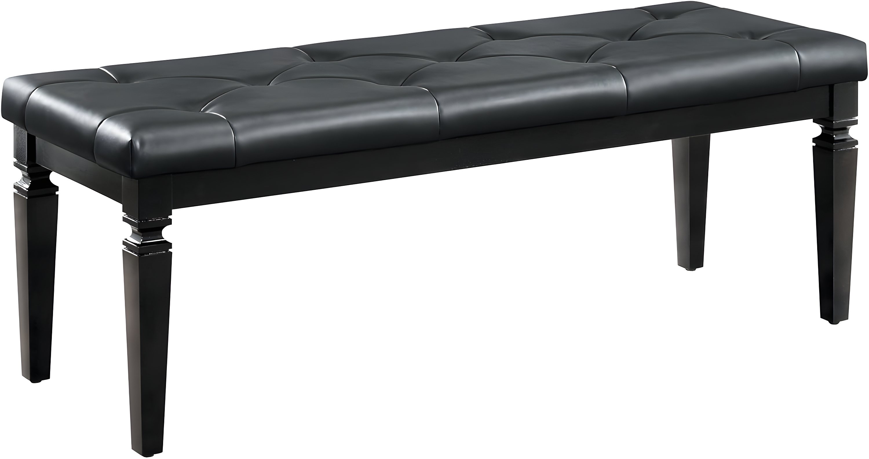 Faux Leather Tufted Wooden Bed Bench, Black - Saltoro Sherpi