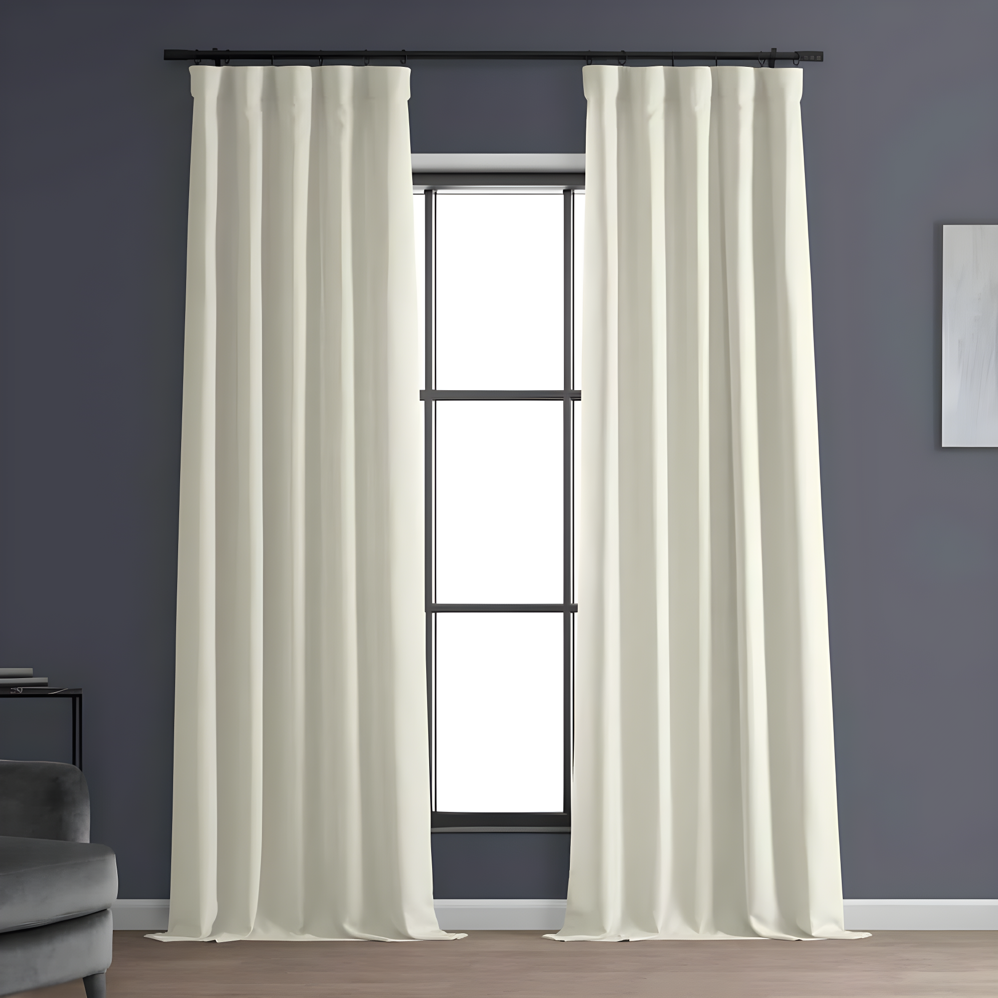 Half Price Drapes Gravity Ivory Italian Faux Linen Room Darkening Curtains (1 Panel), 50W X 108L