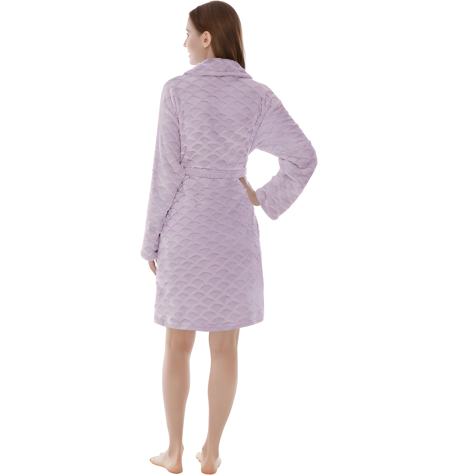 PAVILIA Short Robes for Women, Plush Soft Bathrobe Womens Lightweight, Fluffy Fuzzy Robe Knee Length, Shower Spa (Lavender Purple, Large-X-Large)