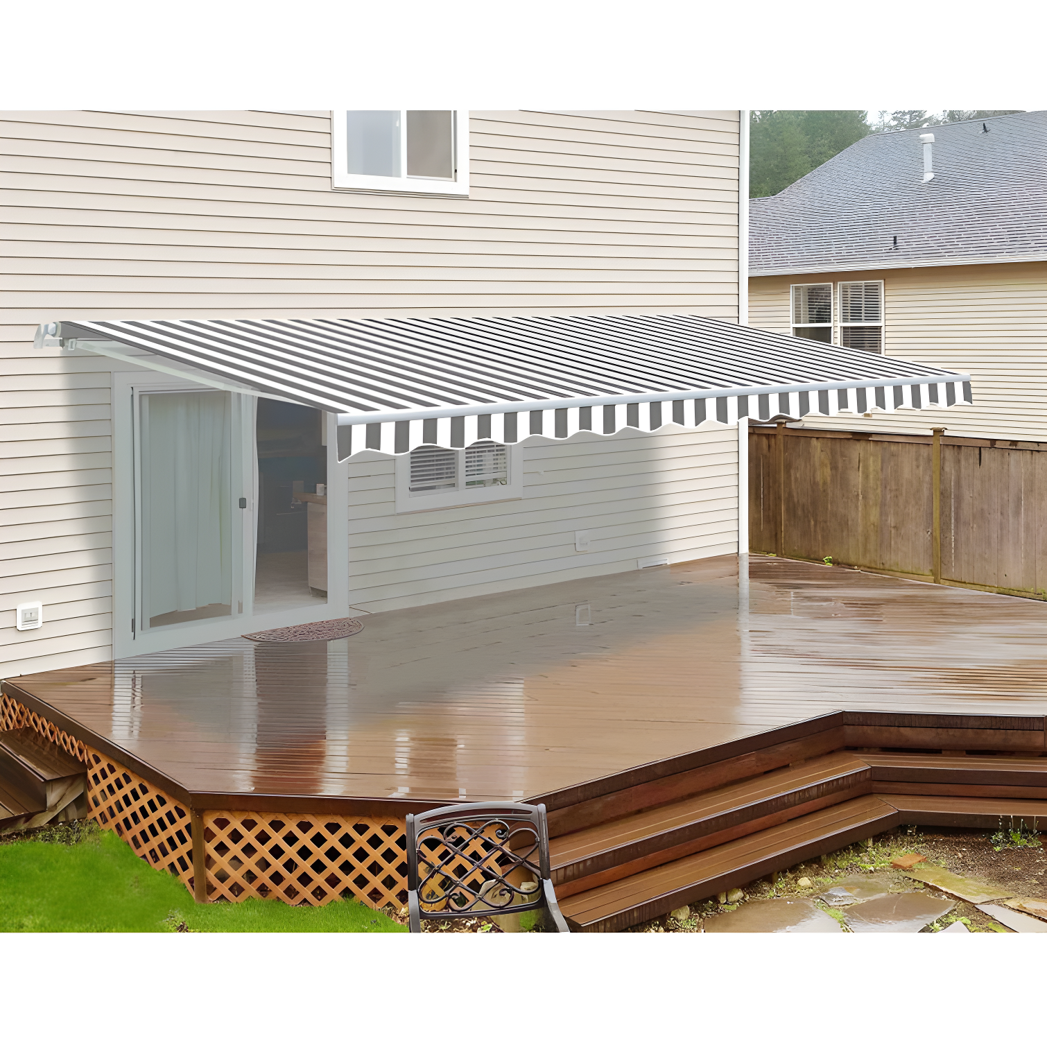 Retractable Patio Awning - White Frame