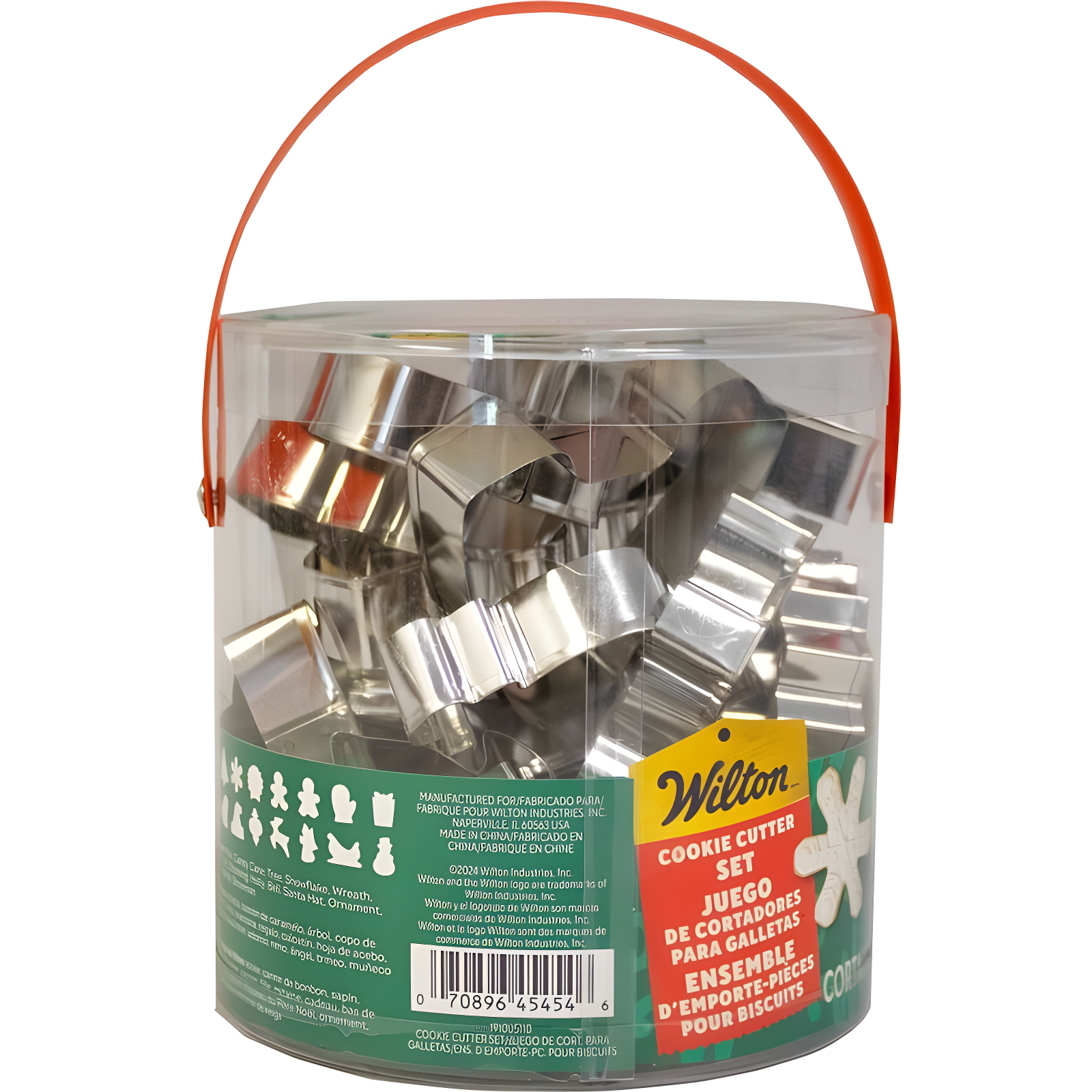 Wilton 18pc Cookie Cutter Bucket: Tinplate, Hand Wash, Gray, 5.6" Height, 5.7" Width, 5.5" Depth, 0.64 lbs