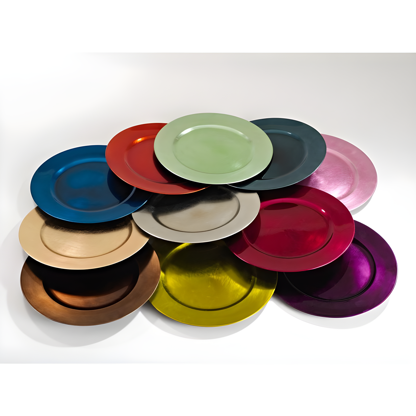 Saro Lifestyle Classic Solid Color Charger Plates, Platinum, 13" Round