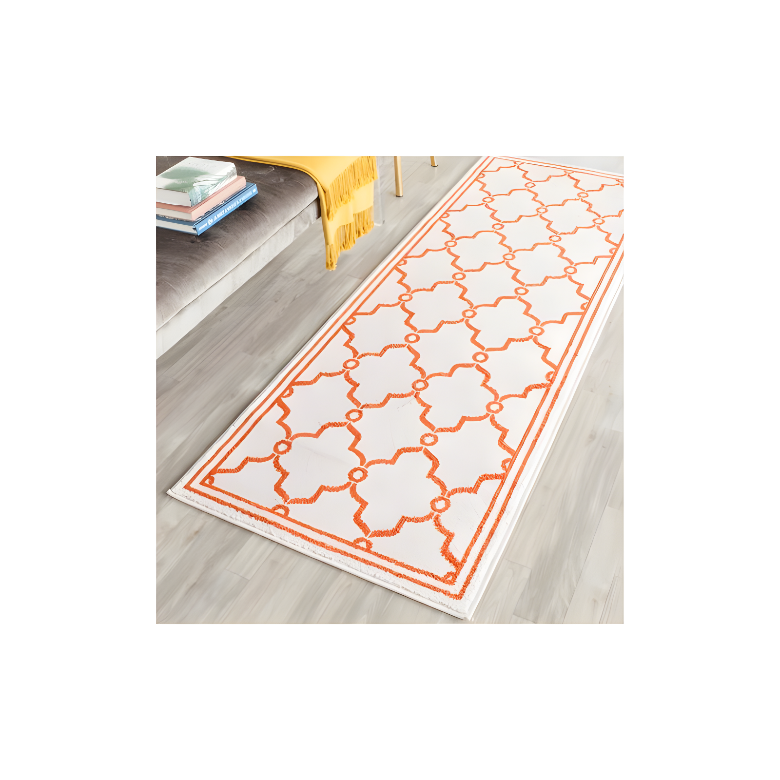 Amherst AMT414 Power Loomed Indoor Runner Rug - Beige/Orange - 2'3"x11' - Safavieh