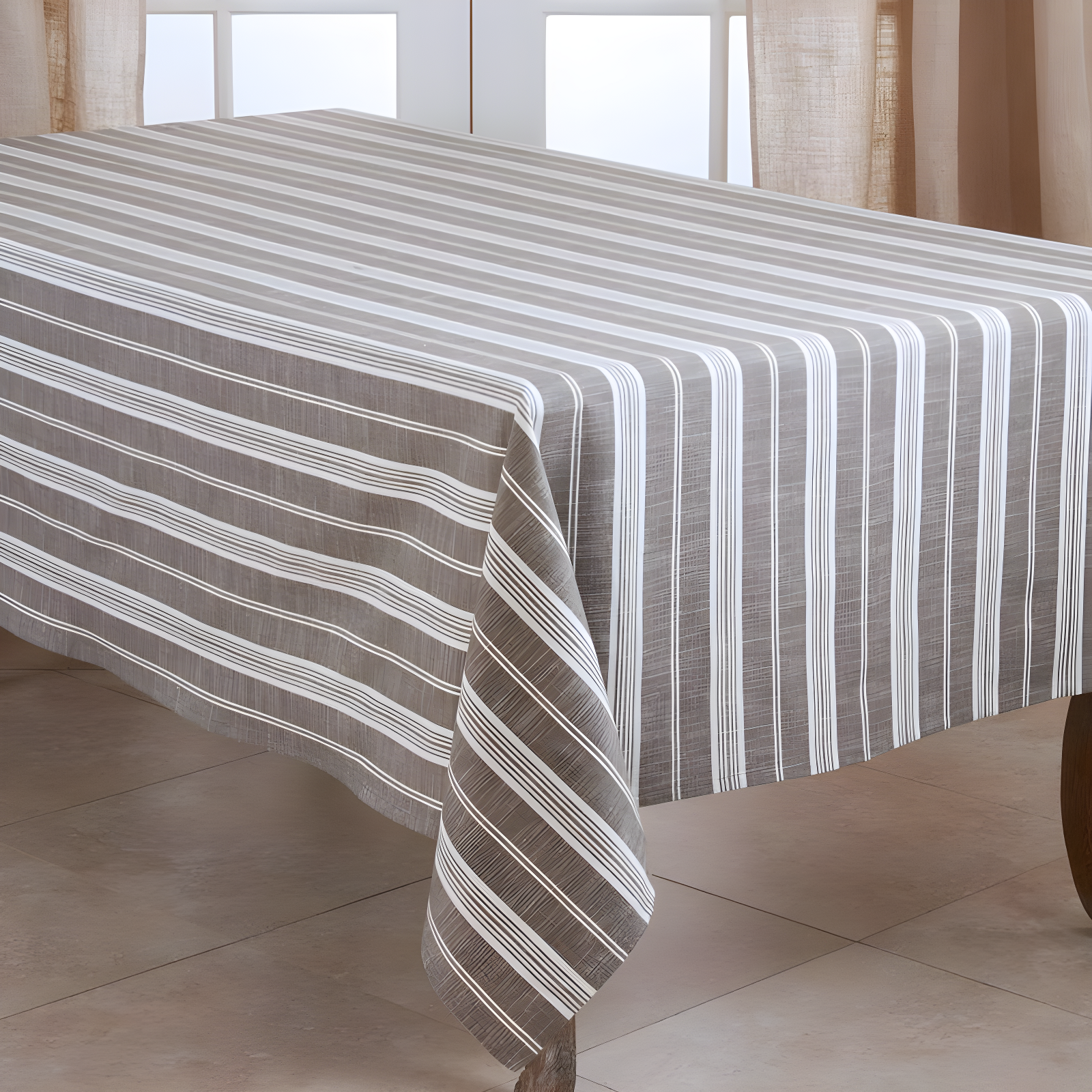 Saro Lifestyle Striped Design Tablecloth, 65"x120", Gray