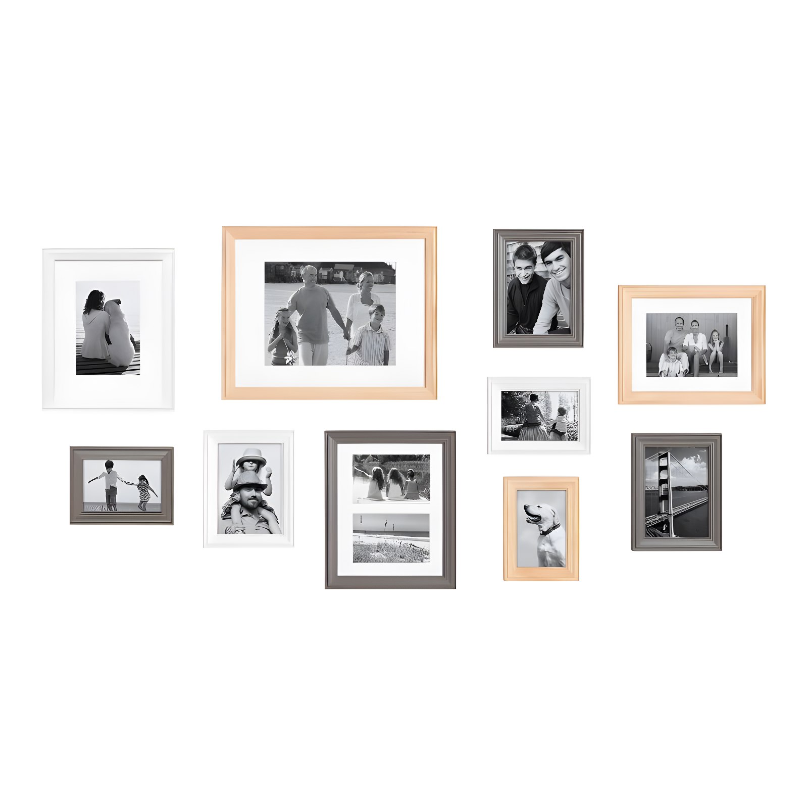 10pc Bordeaux Frame Boxs White/Black/Natural Wood - Kate & Laurel All Things Decor: Wall Display, Multi-Size, Modern Style