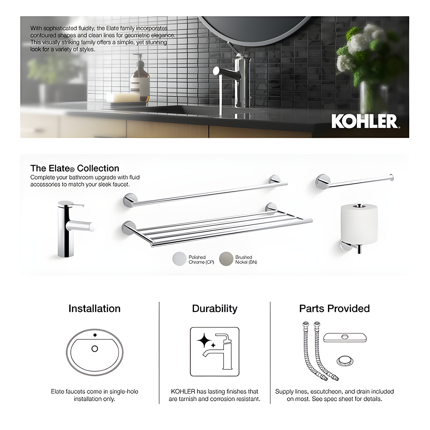 Elate Wall Mounted Round Towel Bar, Metal Wall-Mounted Towel Holder