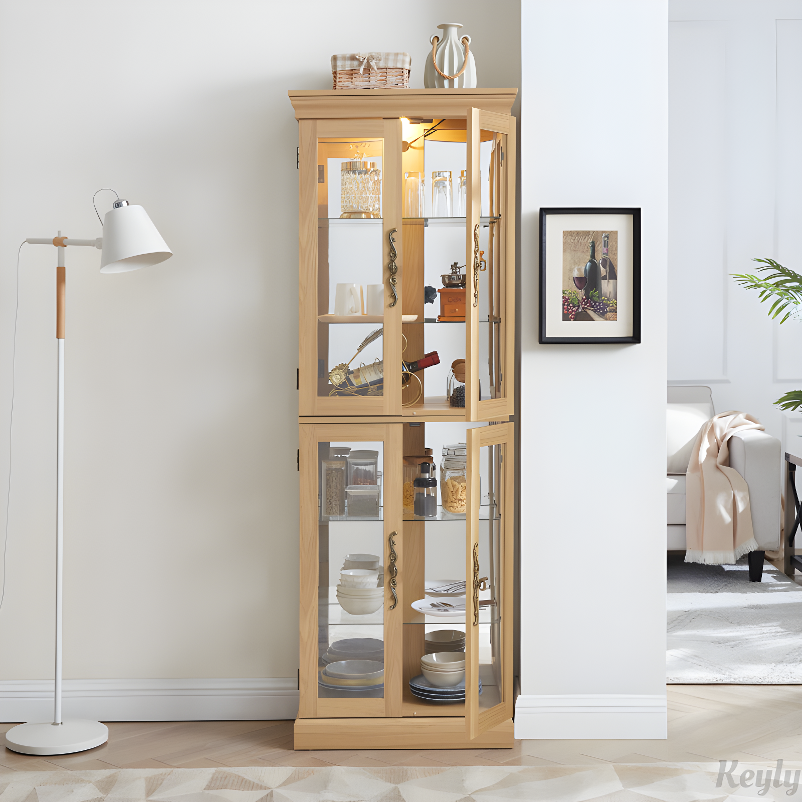 Lighted Glass Storage Display Cabinet