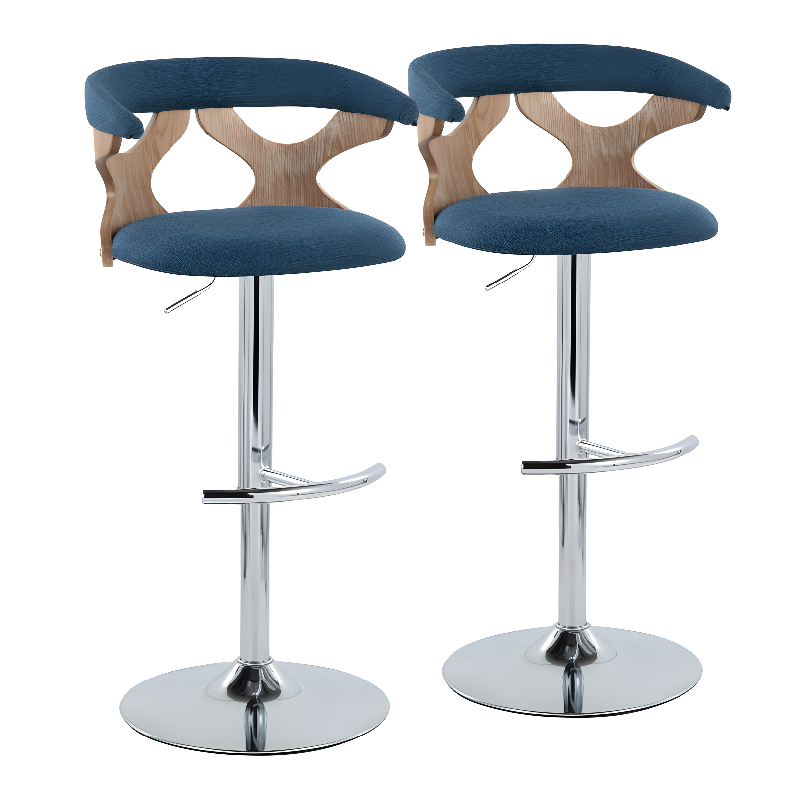 Gardenia Swivel Upholstered Adjustable Height Counter Stool with Metal Frame (Set of 2)