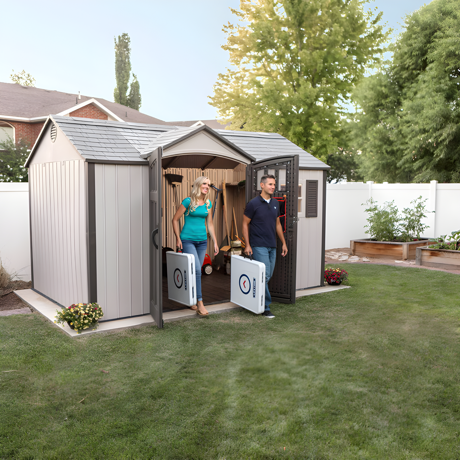Lifetime Lifetime 12.5 Ft. x 8 Ft. High-Density Polyethylene (Plastic) Outdoor Storage Shed with Steel-Reinforced Construction