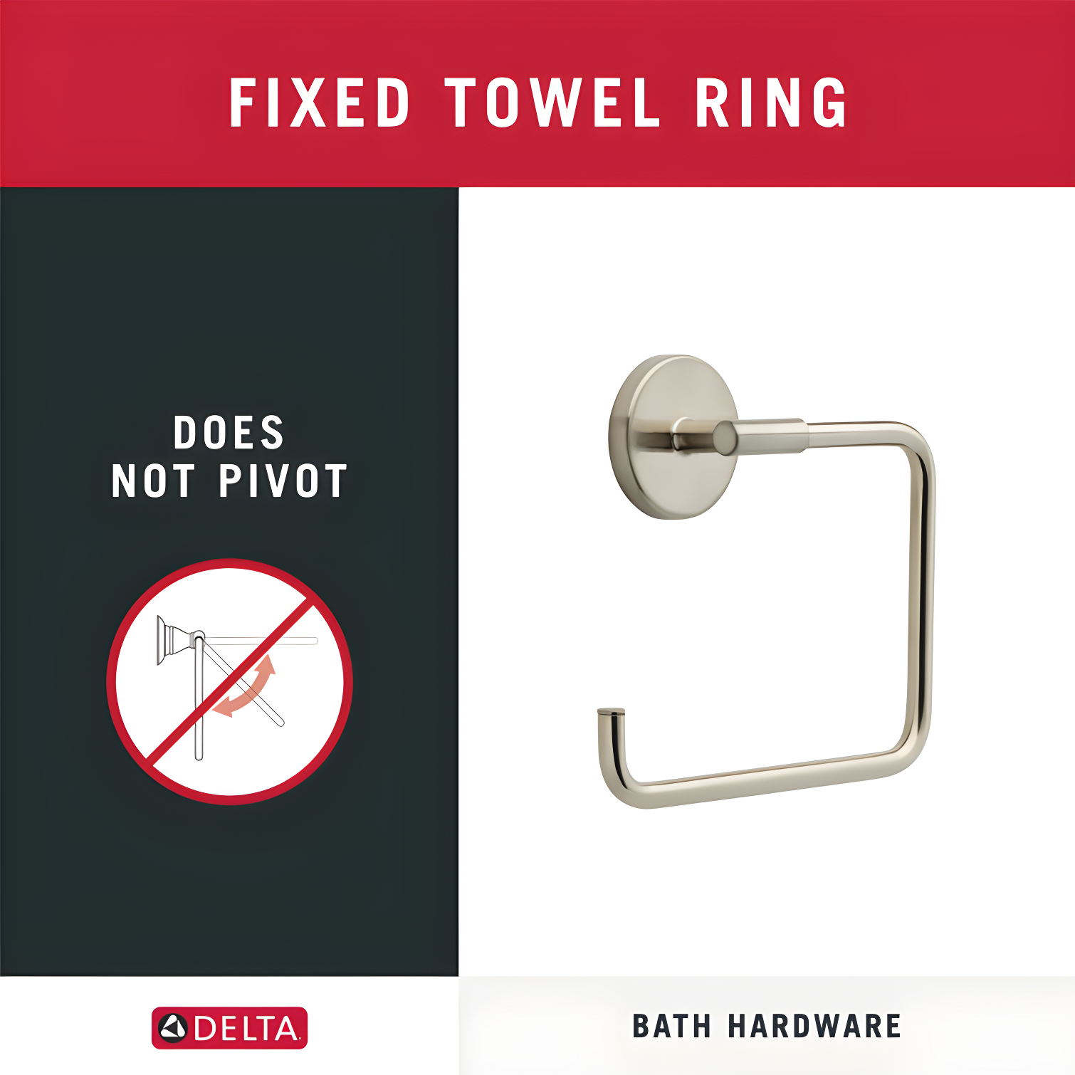 Trinsic Wall Mount Square Open Towel Ring Bath Hardware Accessory