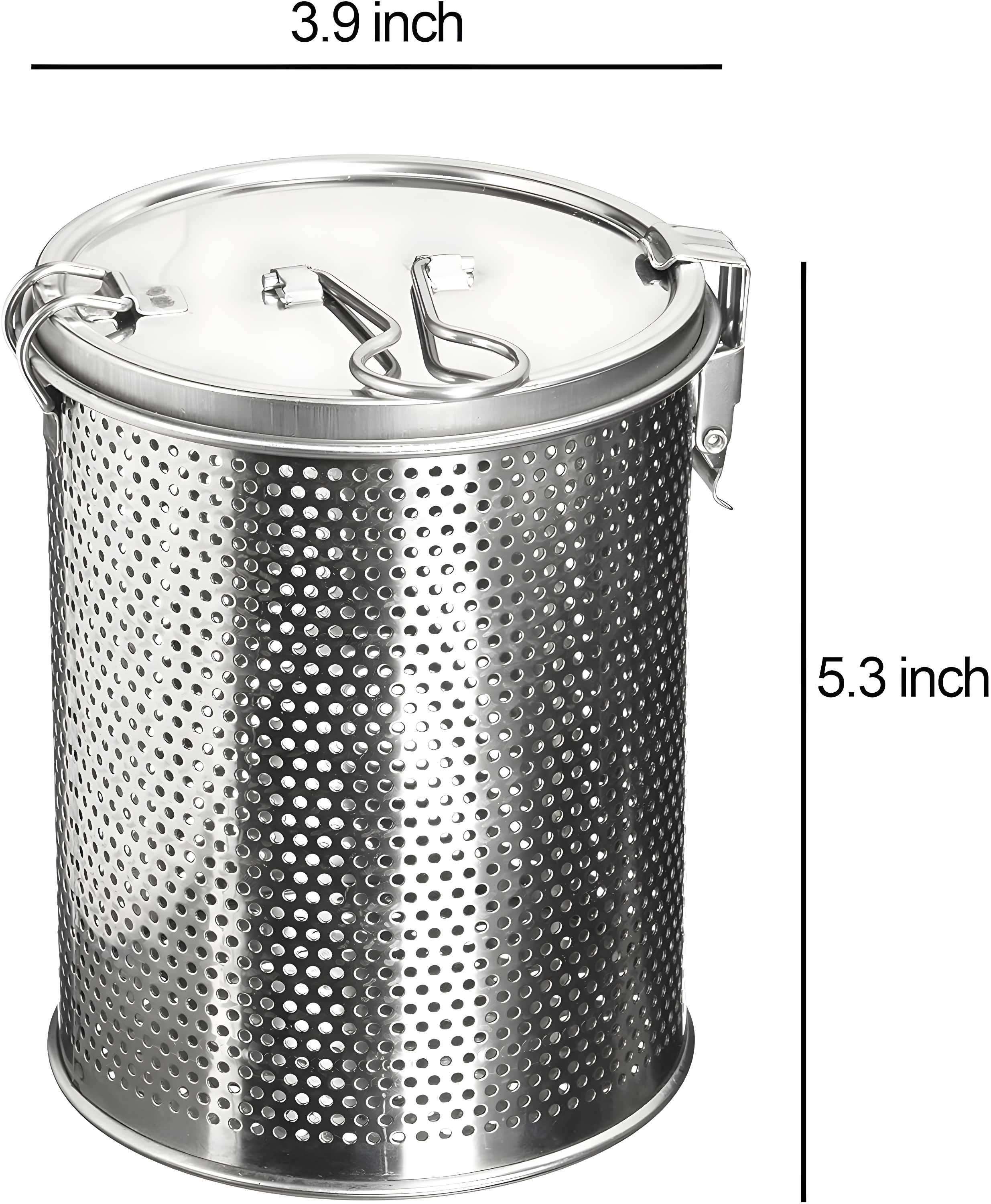 Commercial Grade D 3.9" X H 5.3" Genuine Stainless Steel 18/8 Perforated Strainer - One Touch Lock System - Restaurant & Home Use|Commercial Grade D. 3.9"x H. 5.3" - Genuine 18/8 Stainless Steel Perfo