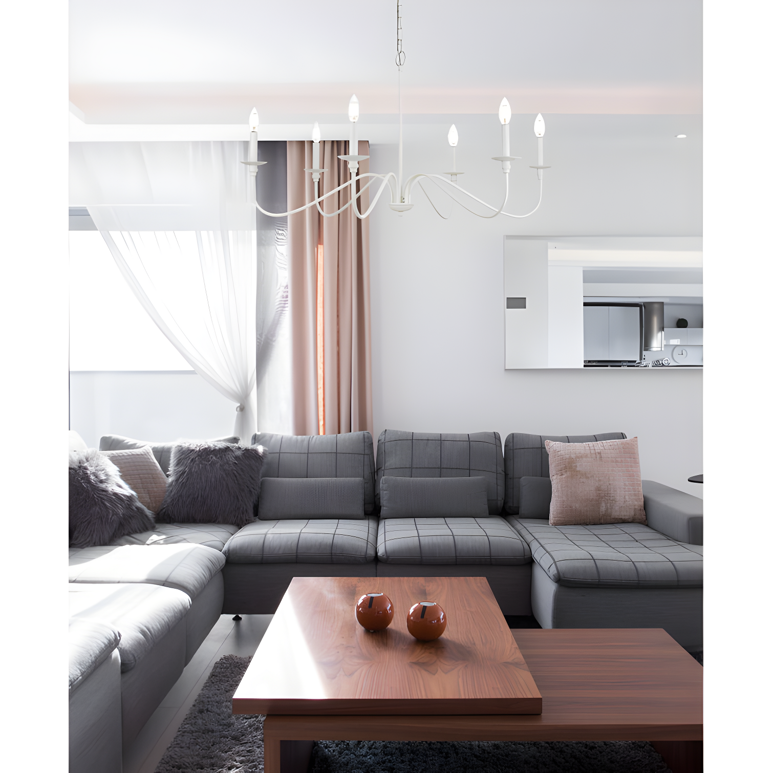 Ableton 6 Light Metal Dimmable Chandelier