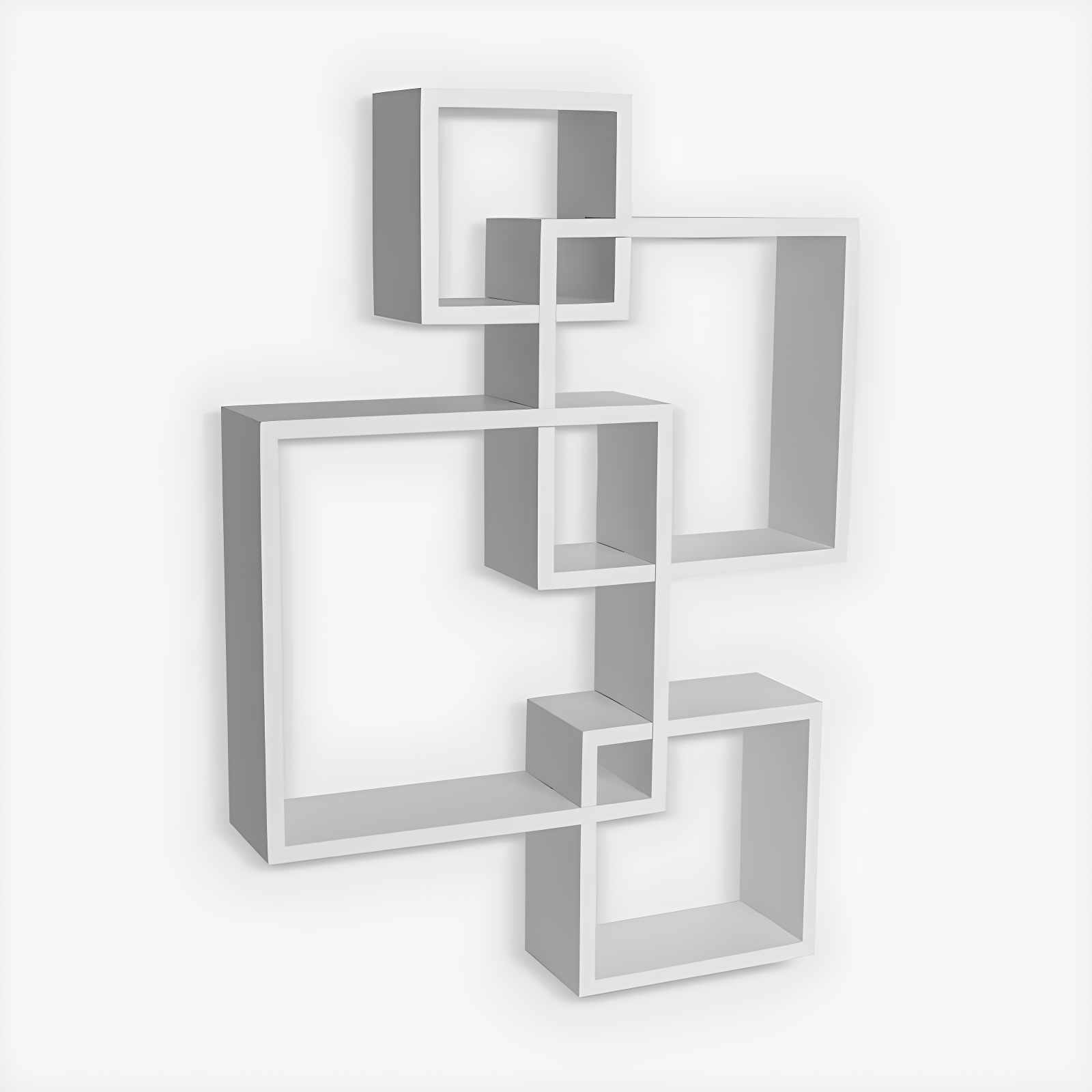 Danya B. 25.5" x 17.75" Intersecting Cube Wall Shelf White: Laminated MDF, No Assembly, 4-Tier Storage
