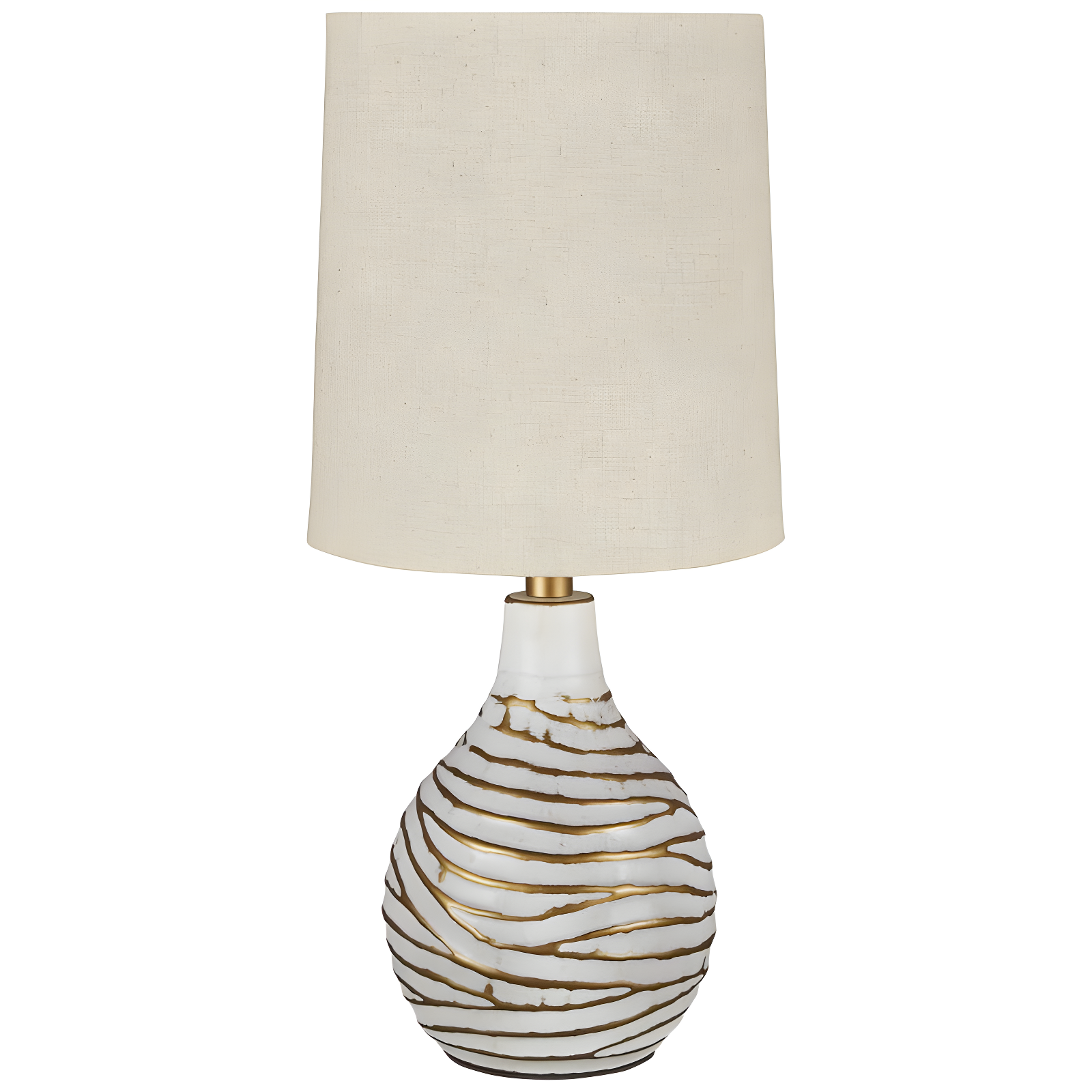 Aleela Table Lamp White/Gold - Signature Design by Ashley: Metallic Antiqued Finish, Drum Shade, 22.25" Height