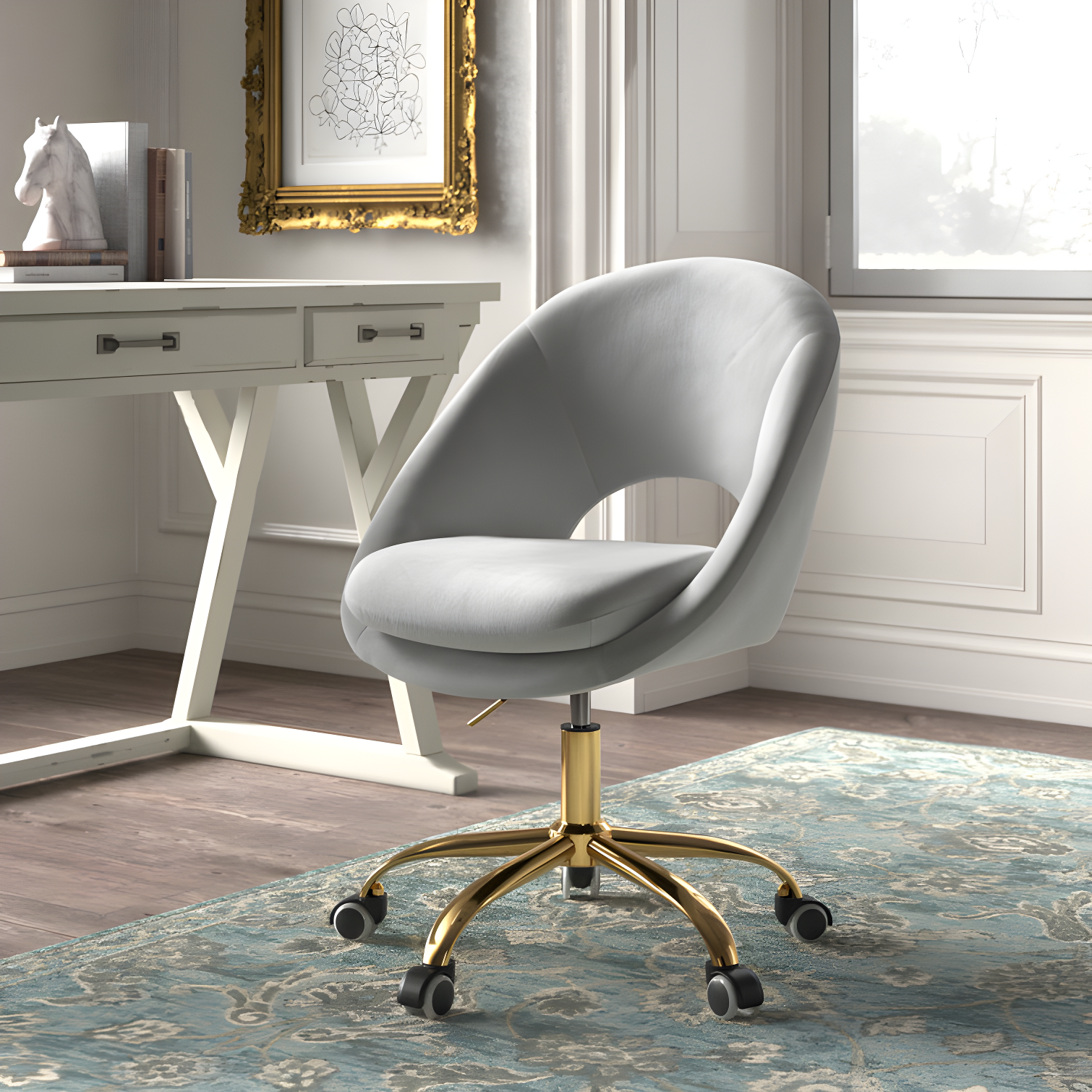 Louise Velvet Modern Task Chair with Ergonomic Design
