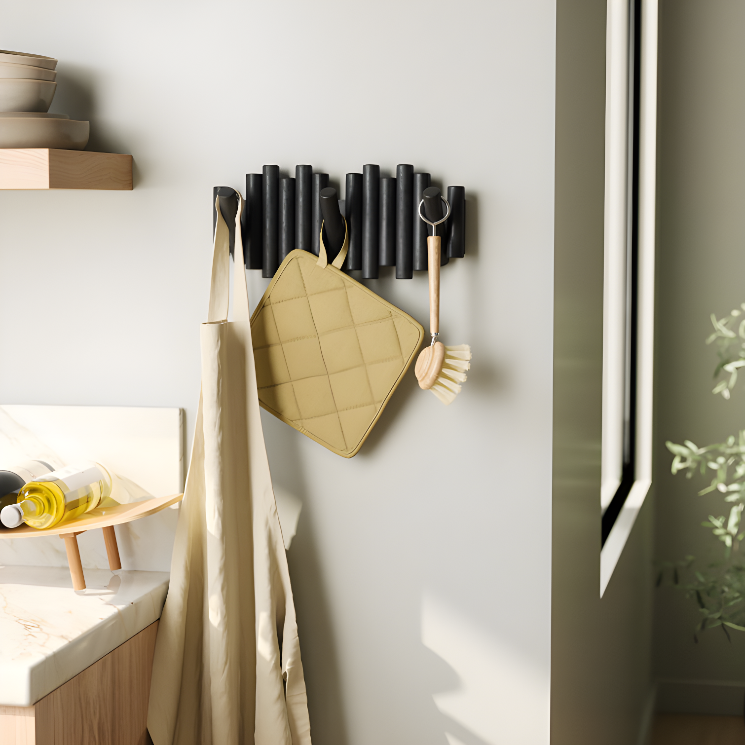 5 - Hook Solid Wood Coat Rack