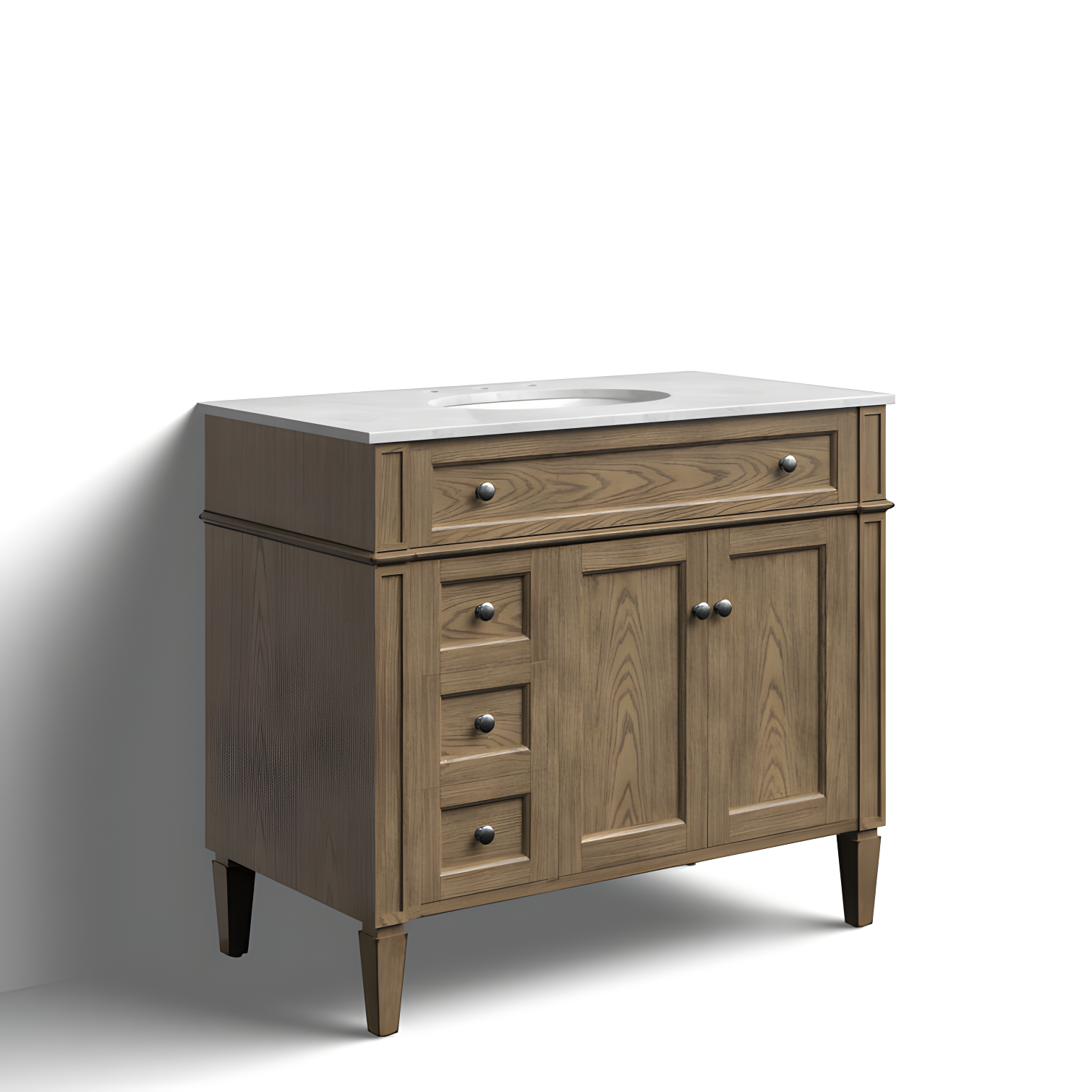 Rukie 40" Free-Standing Single Bathroom Vanity Set with Marble Vanity Top