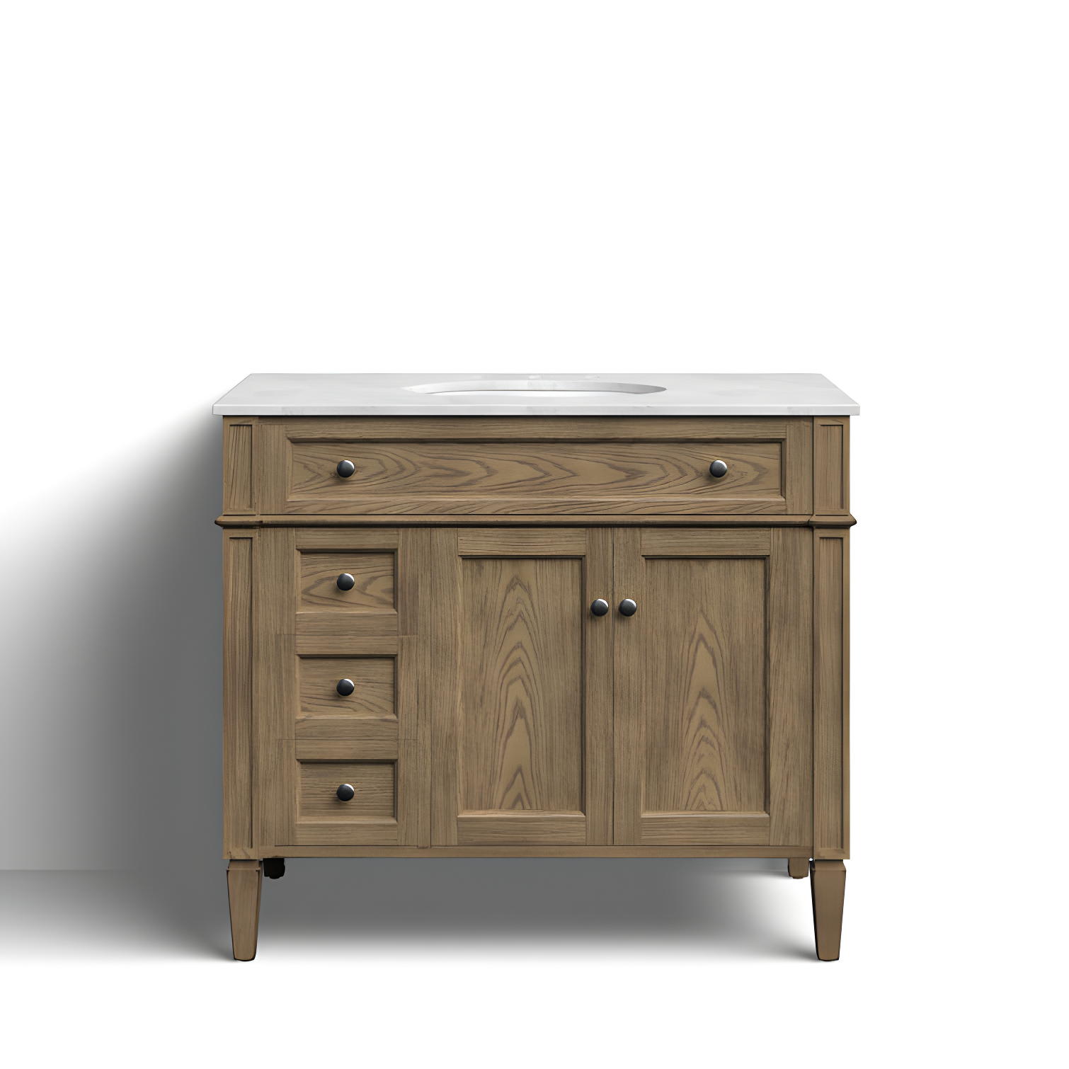 Rukie 40" Free-Standing Single Bathroom Vanity Set with Marble Vanity Top