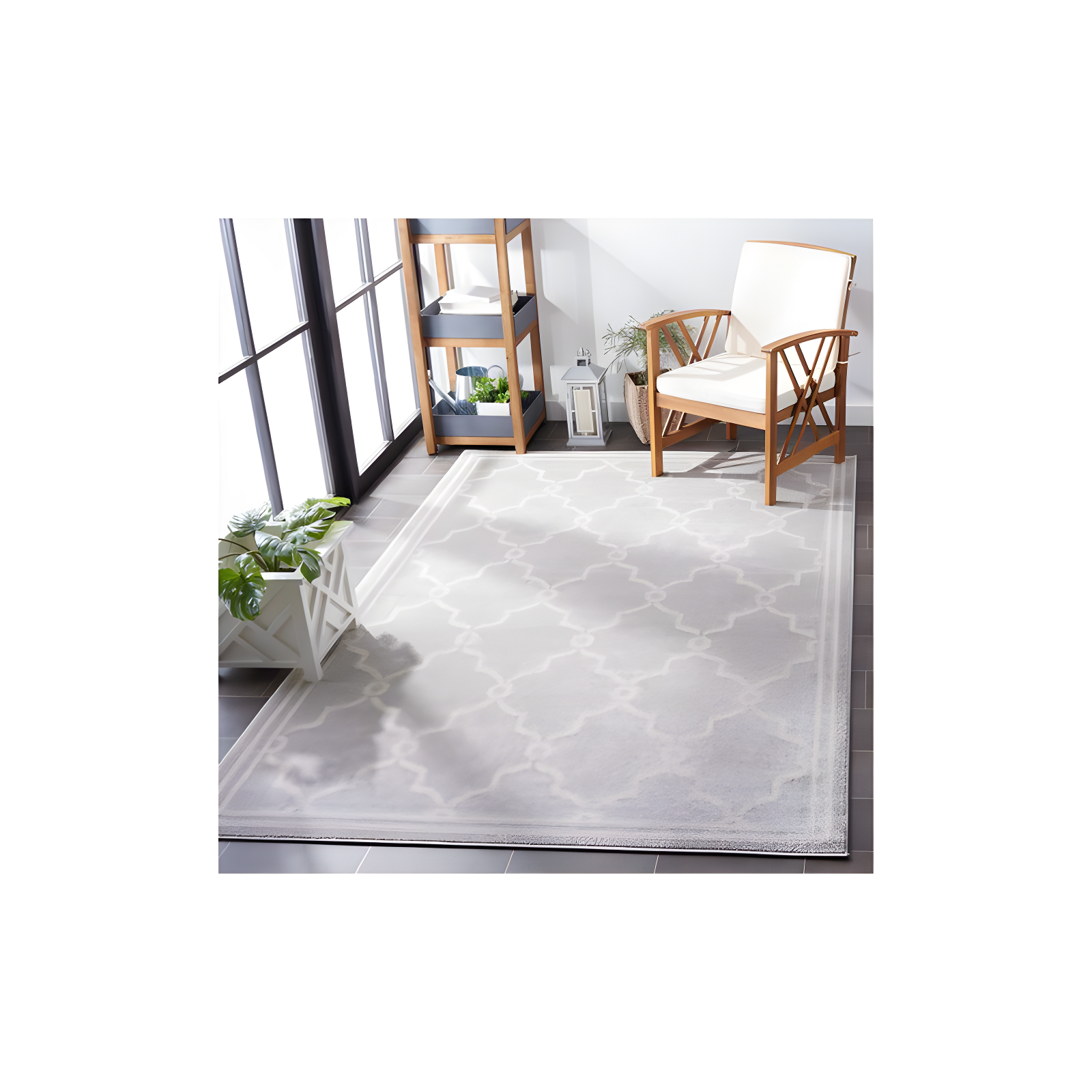 Amherst AMT414 Power Loomed Indoor Area Rug - Light Grey/Ivory - 6'x9' - Safavieh