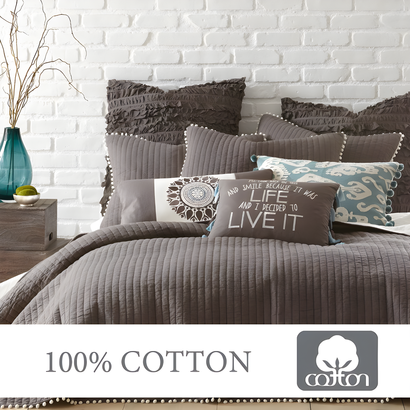 Pom Pom Slate Twin/Twin XL Quilt - Levtex Home