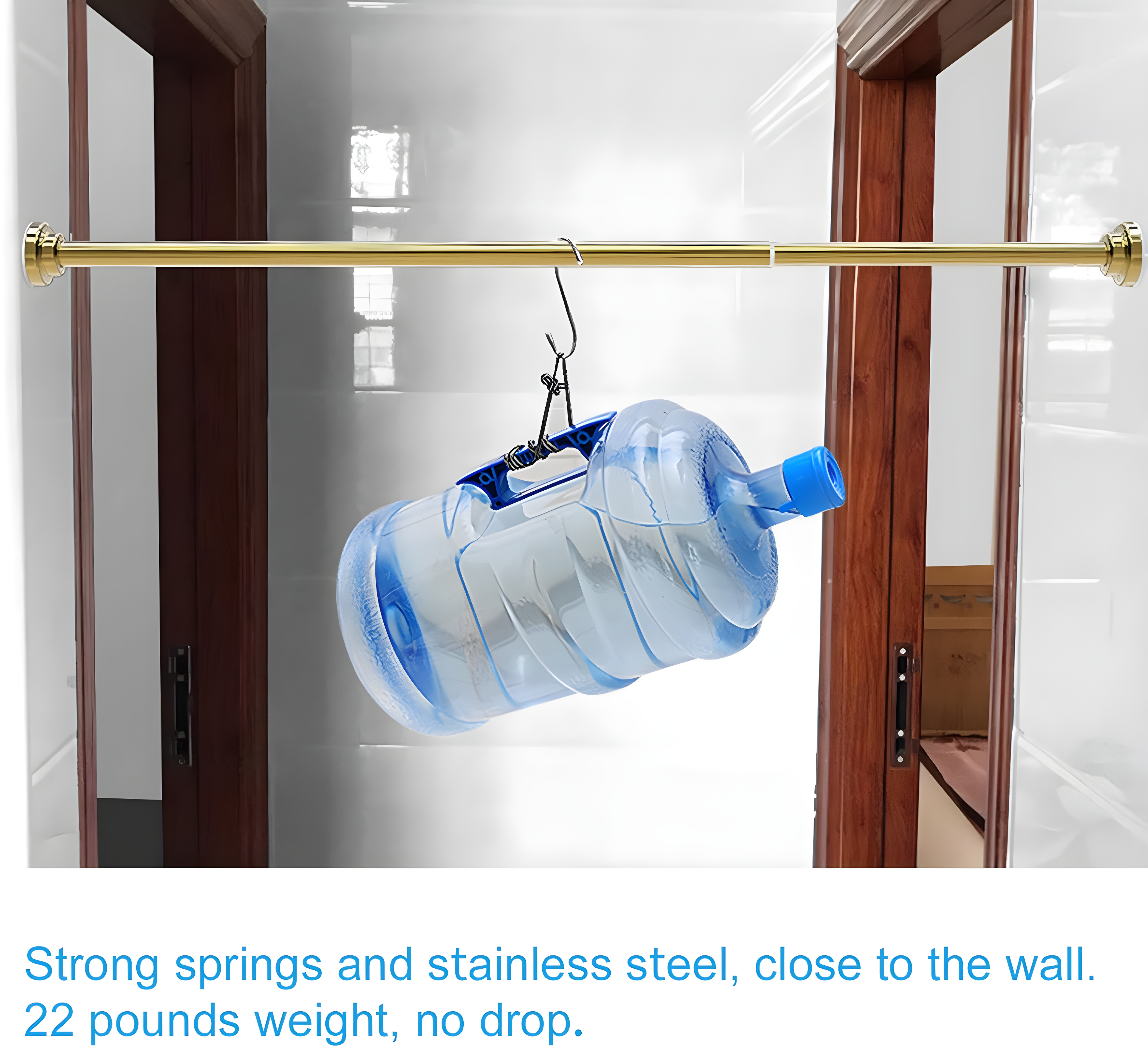 TEECK Shower Curtain Rod, 40-73 inch Adjustable Tension Spring, Shower Curtain Rod Tension, Premium Stainless Steel, Anti-Slip, No Drilling, No Rust, for Bathroom, Gold