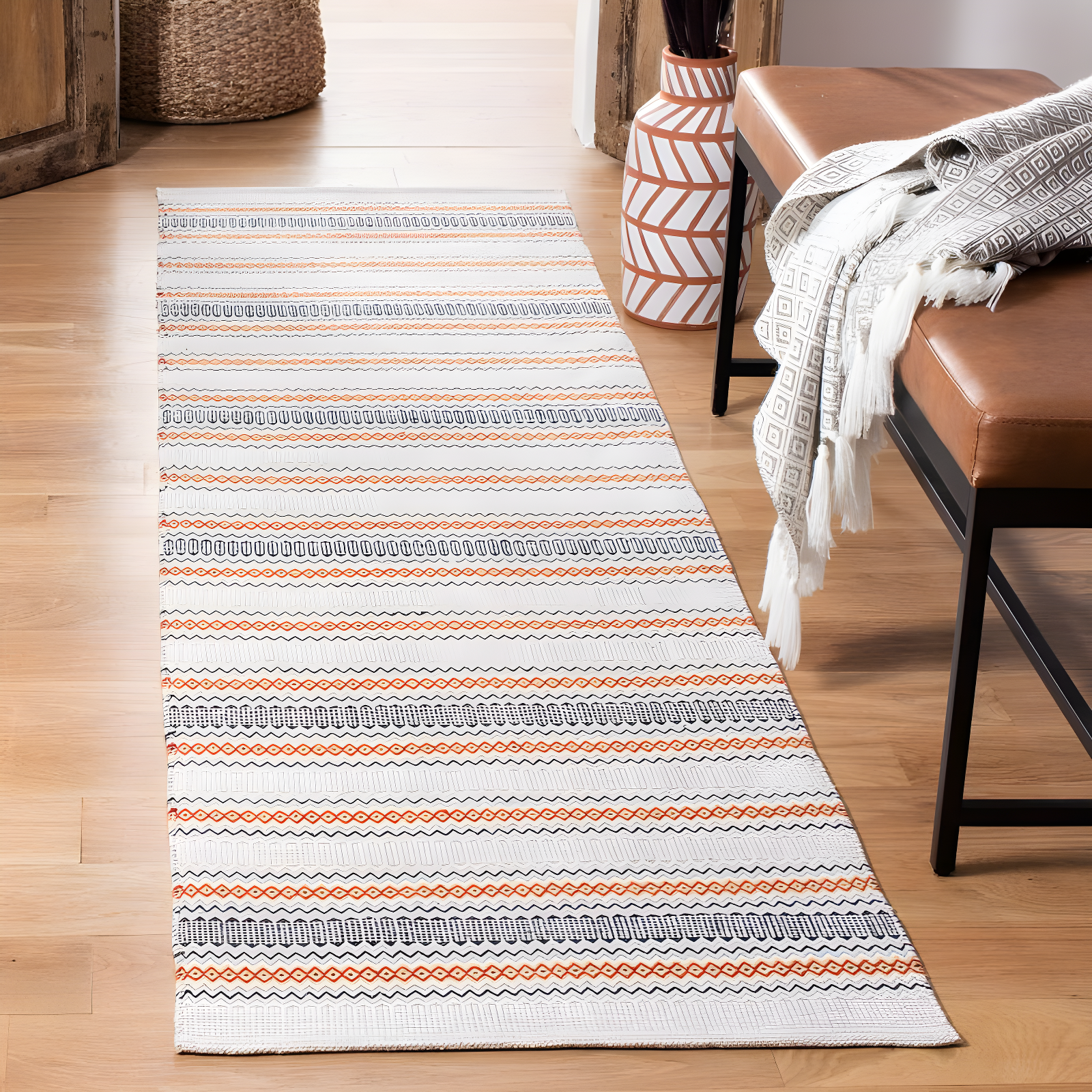 Montauk MTK536 Hand Woven Runner Rug - Red/Beige - 2'3"x8' - Safavieh.
