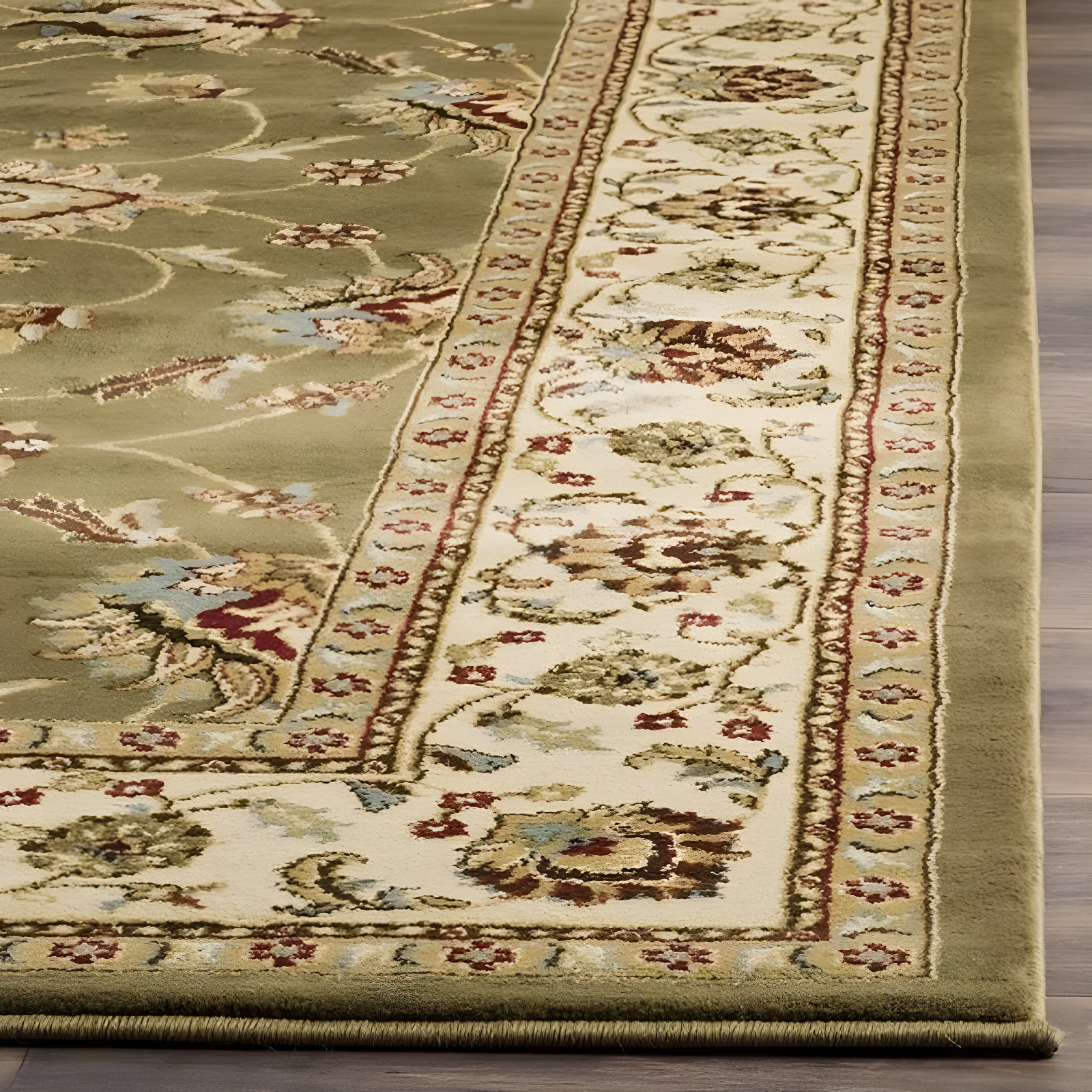 Lyndhurst LNH553 Power Loomed Area Rug - Green/Ivory - 8'9"x12' - Safavieh.