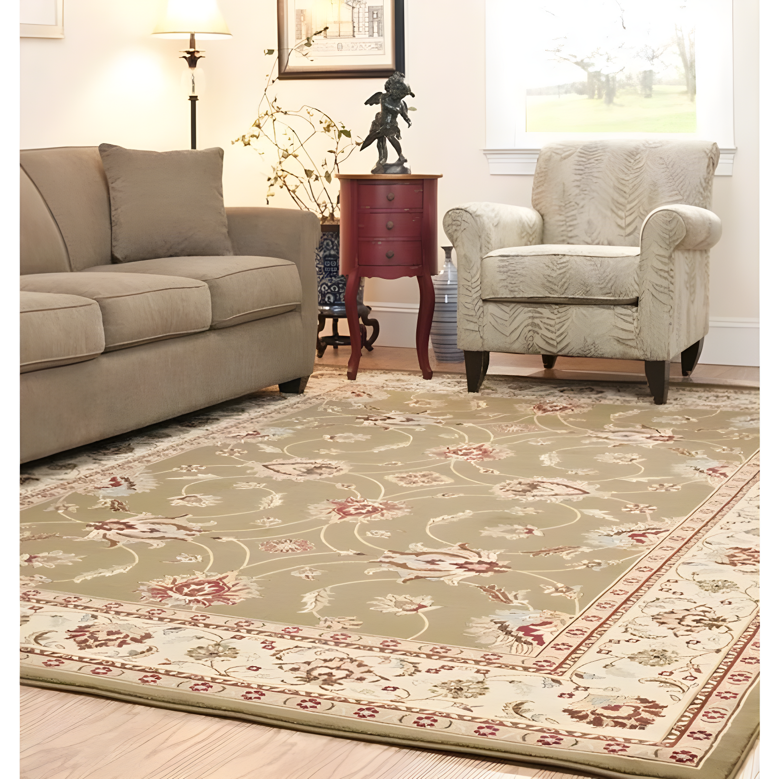 Lyndhurst LNH553 Power Loomed Area Rug - Green/Ivory - 8'9"x12' - Safavieh.