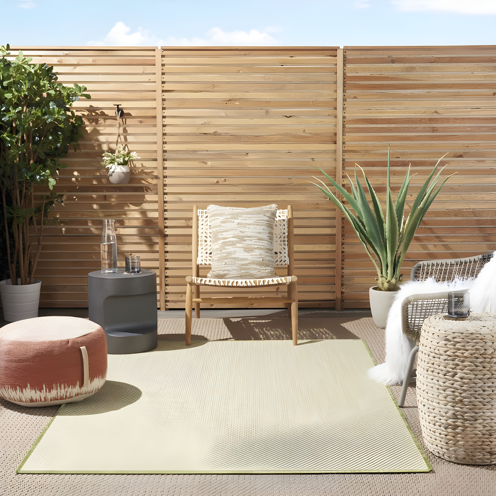 Nourison Courtyard COU01 Indoor/outdoor Area Rug - Ivory Green 5' x 7'