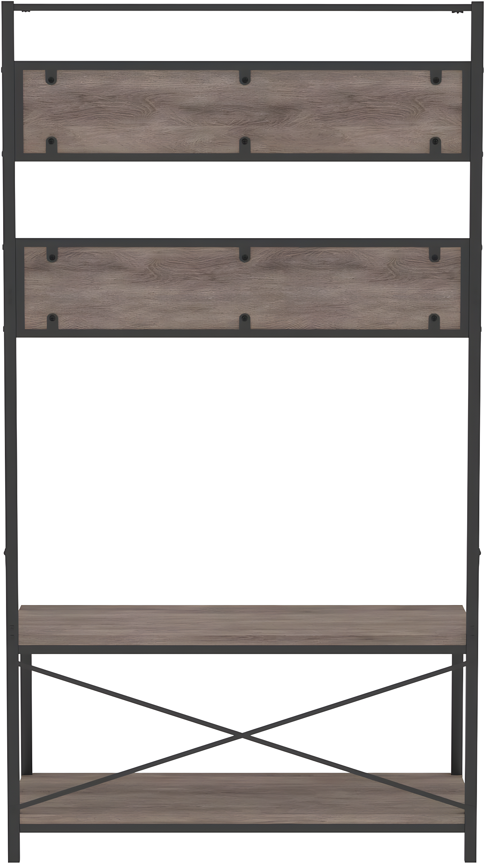 Driftwood and Black Industrial Hall Tree with Bench and Storage