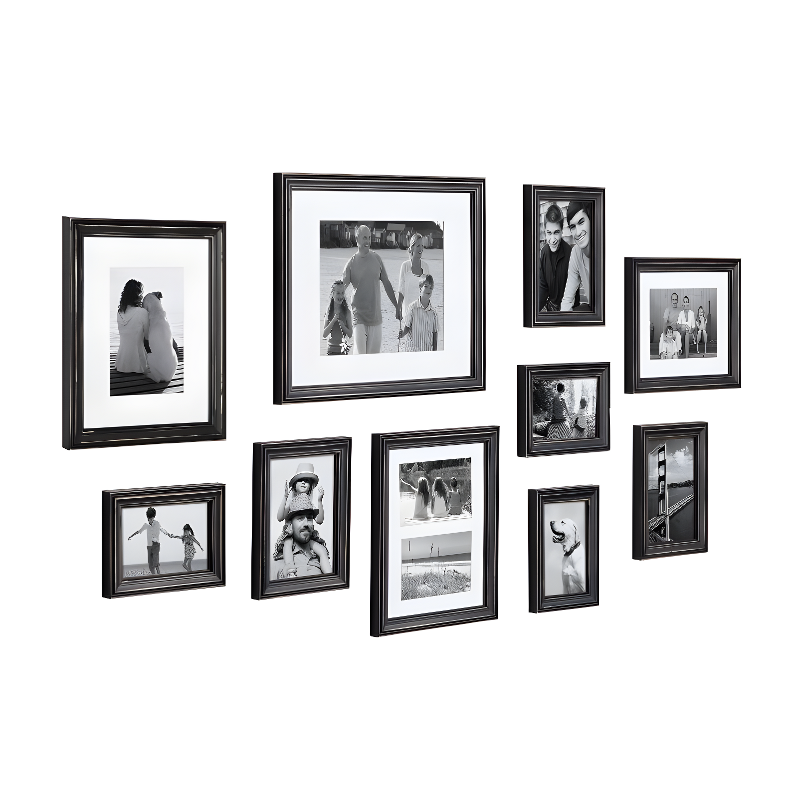 10pc Bordeaux Frame Box Set Black - Kate & Laurel All Things Decor: Wall Display, Modern Style