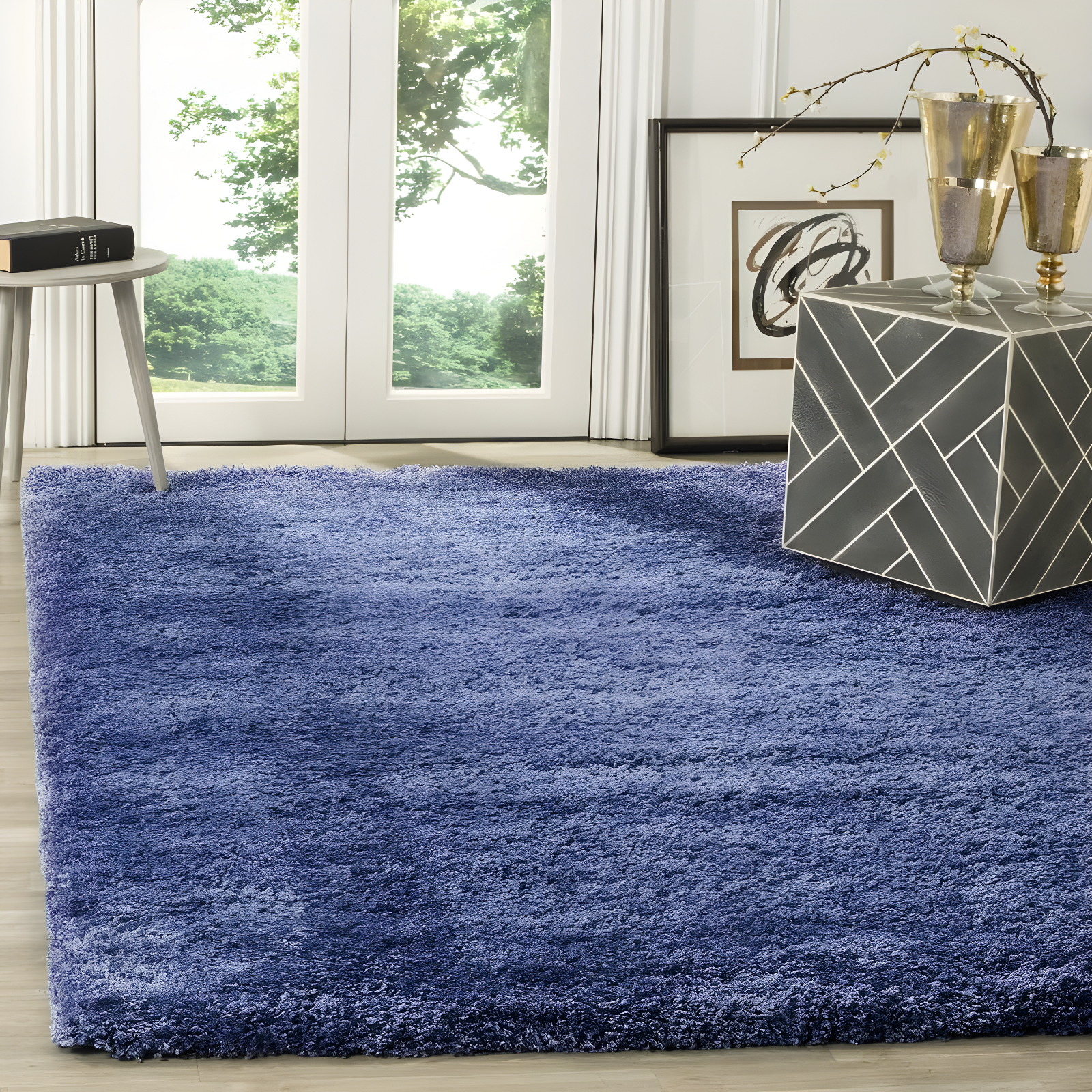 Shag SG151 Power Loomed Indoor Area Rug - Periwinkle - 4'x6' - Safavieh.