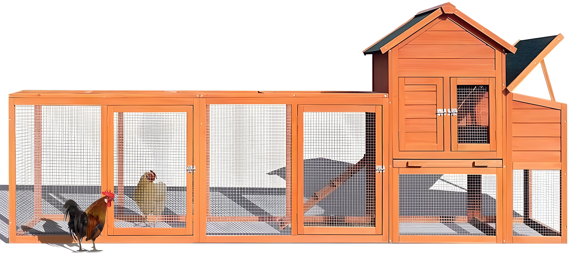 Outdoor Large Chicken Coop,Hen Run House Chicken Coops for 4-6 Chickens with Ventilation Door,Removable Tray and Ramp Garden